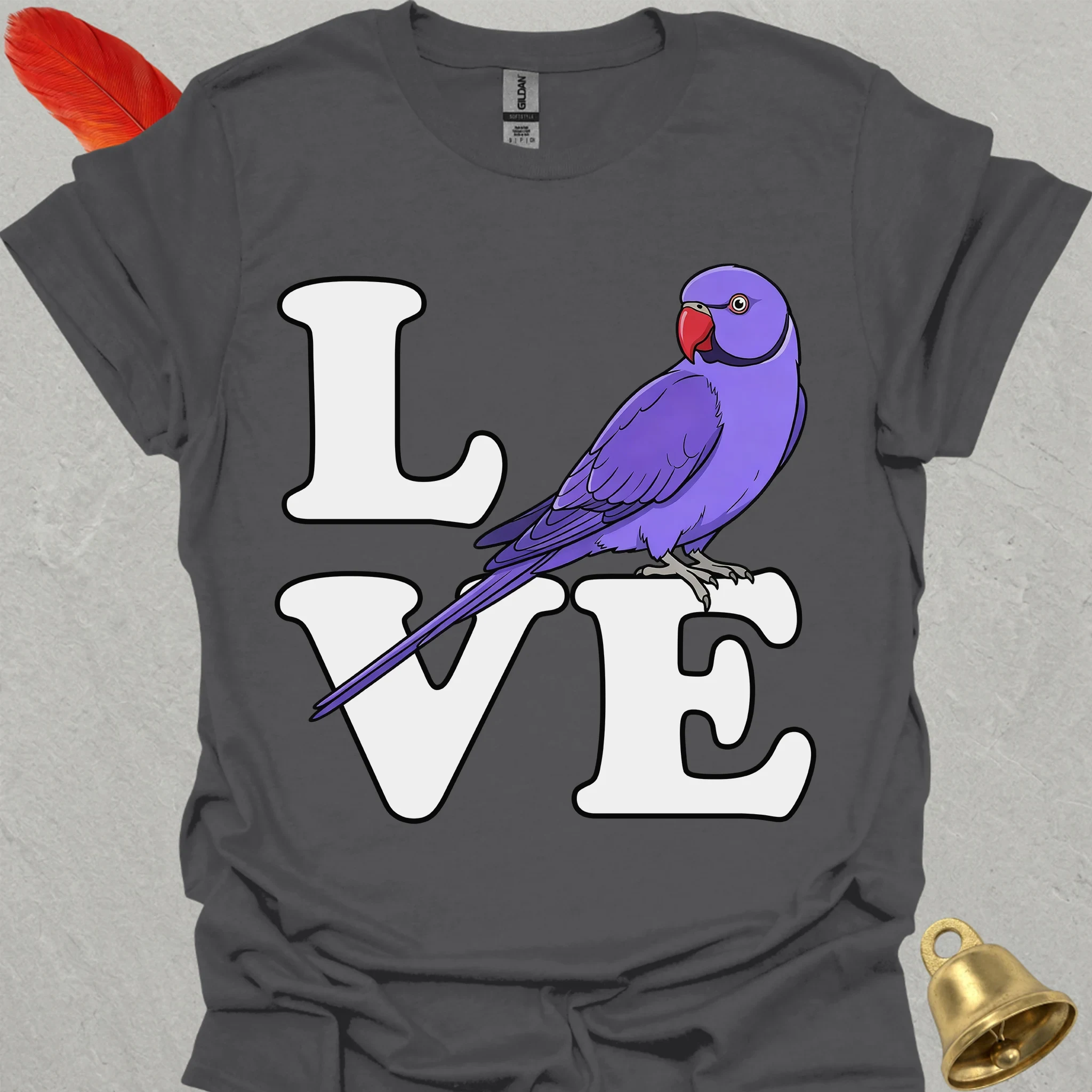 Violet Indian Ringneck Bird Love T-Shirt