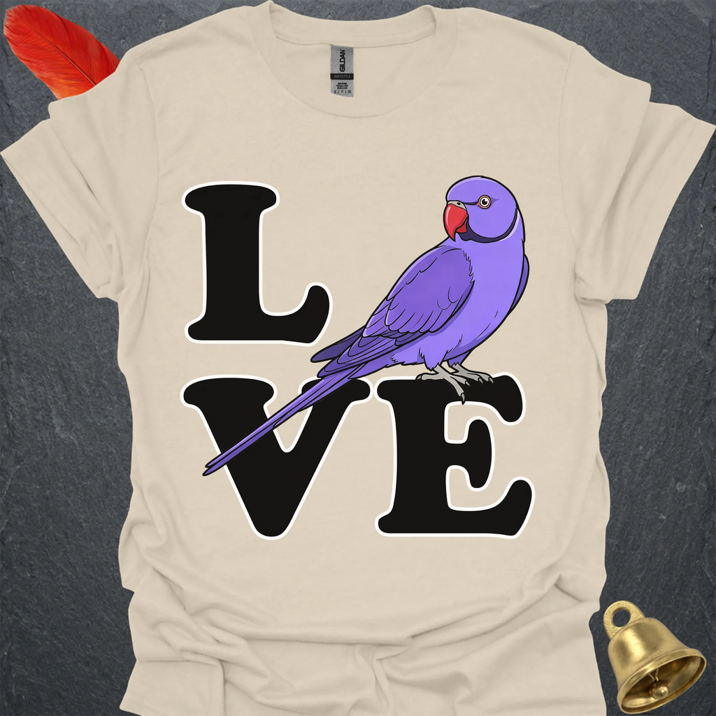 Violet Indian Ringneck Bird Love T-Shirt