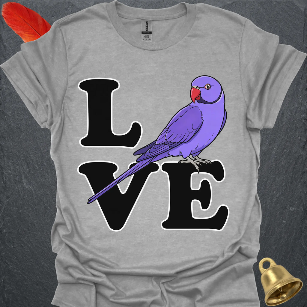 Violet Indian Ringneck Bird Love T-Shirt