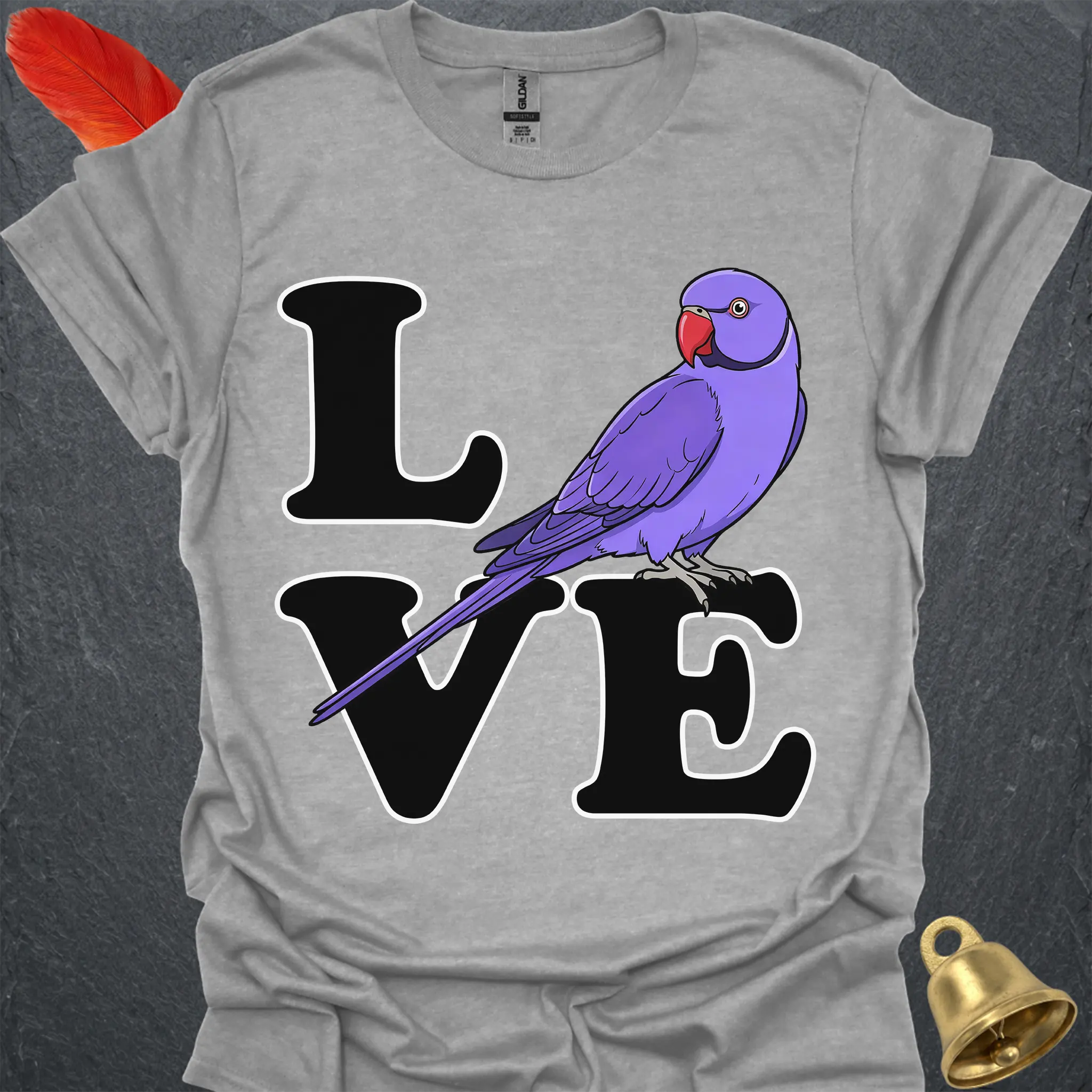 Violet Indian Ringneck Bird Love T-Shirt