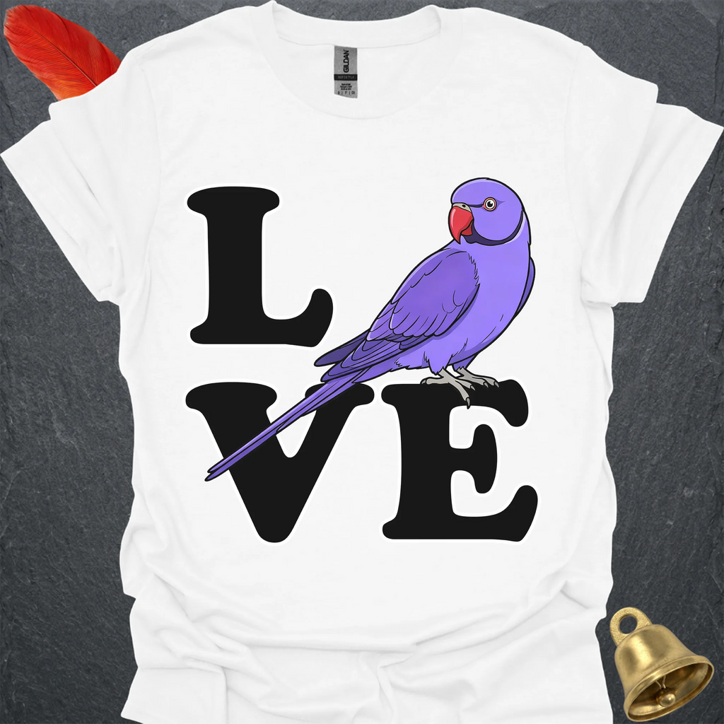 Violet Indian Ringneck Bird Love T-Shirt