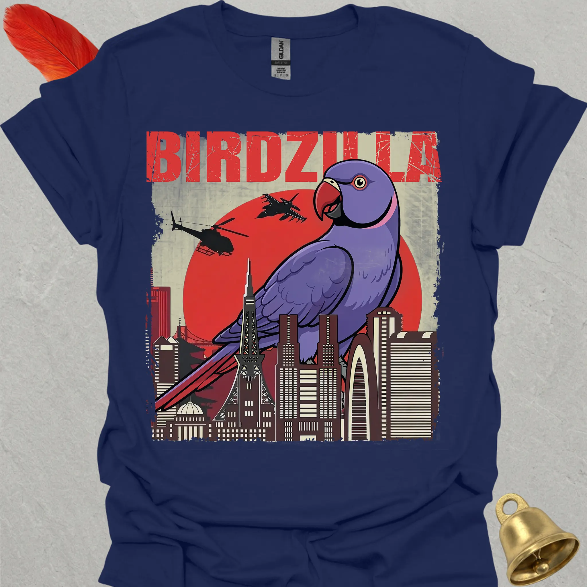 Violet Indian Ringneck Birdzilla T-Shirt