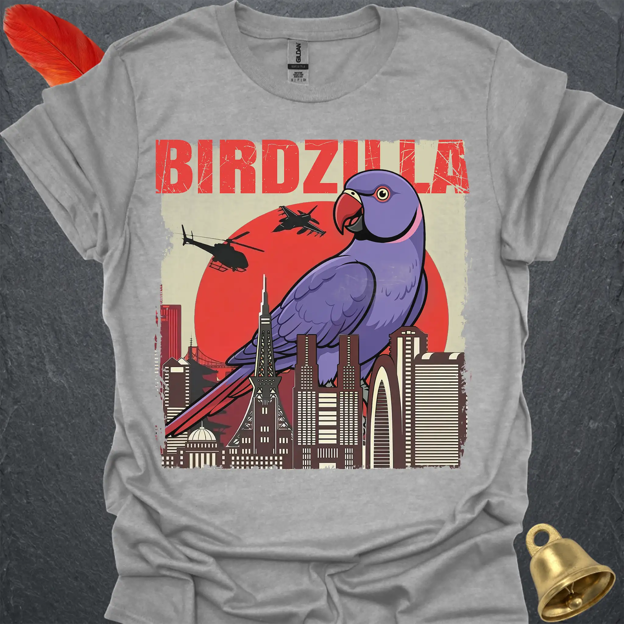 Violet Indian Ringneck Birdzilla T-Shirt