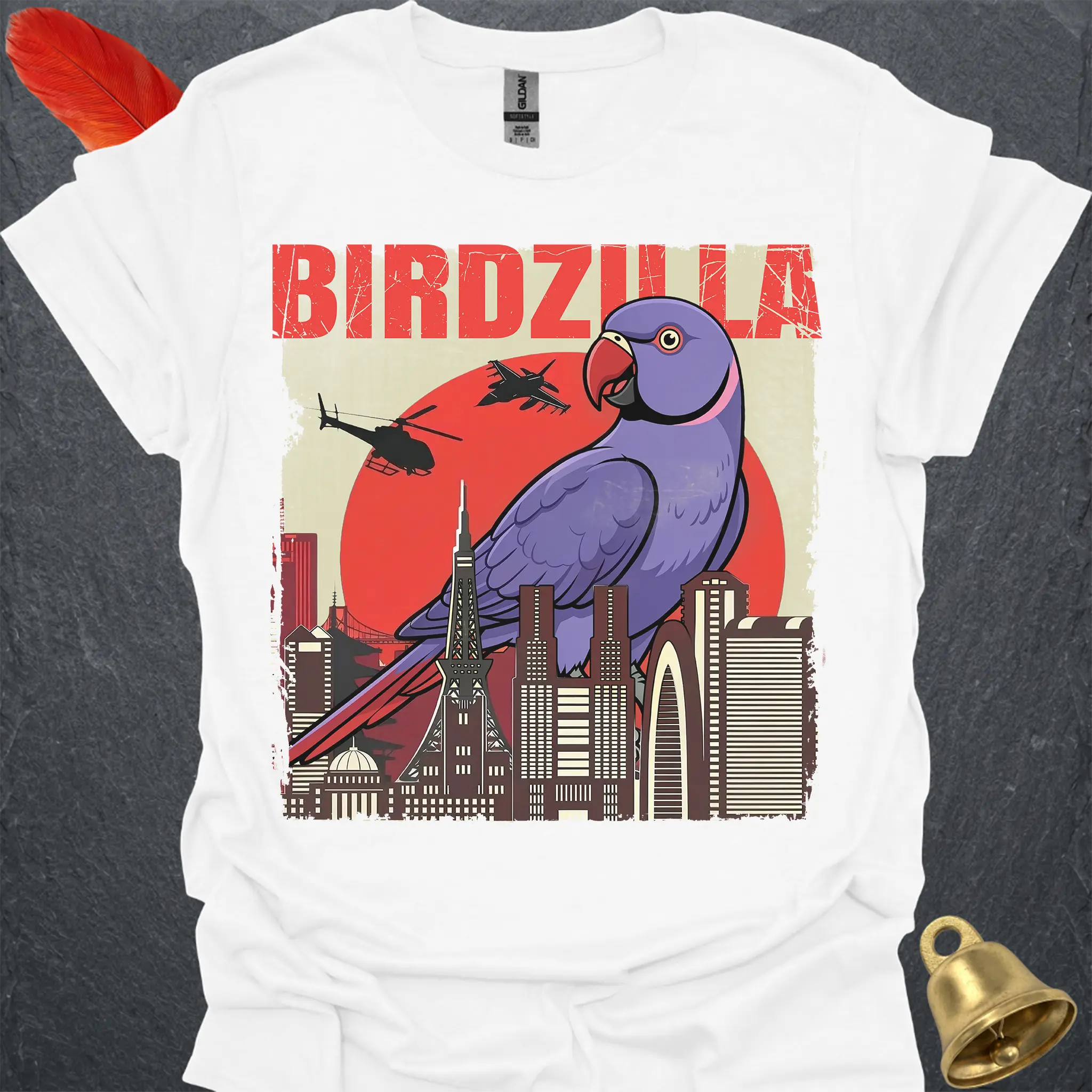 Violet Indian Ringneck Birdzilla T-Shirt