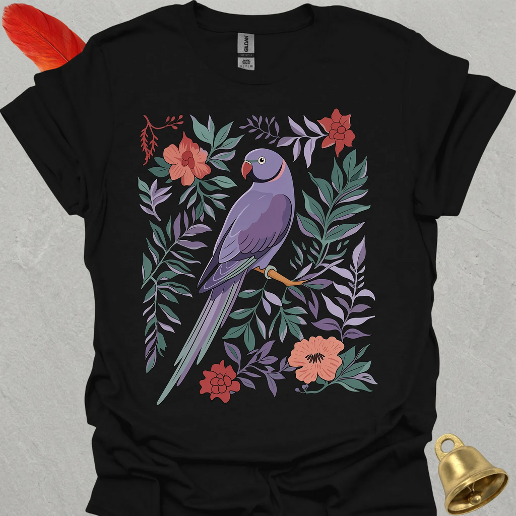 Violet Indian Ringneck Boho Flower T-Shirt