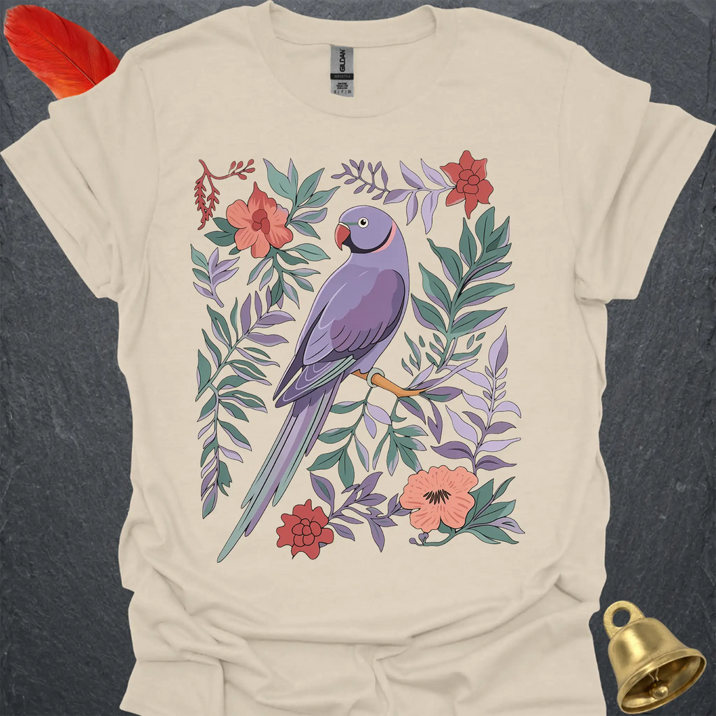 Violet Indian Ringneck Boho Flower T-Shirt