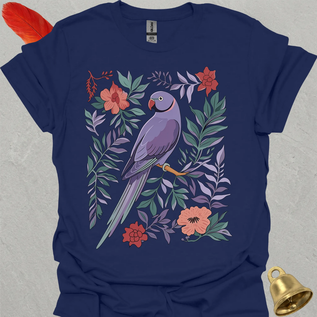 Violet Indian Ringneck Boho Flower T-Shirt