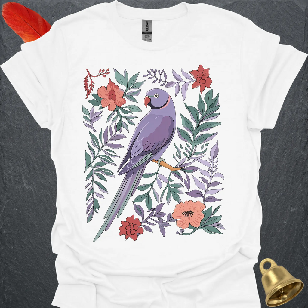 Violet Indian Ringneck Boho Flower T-Shirt