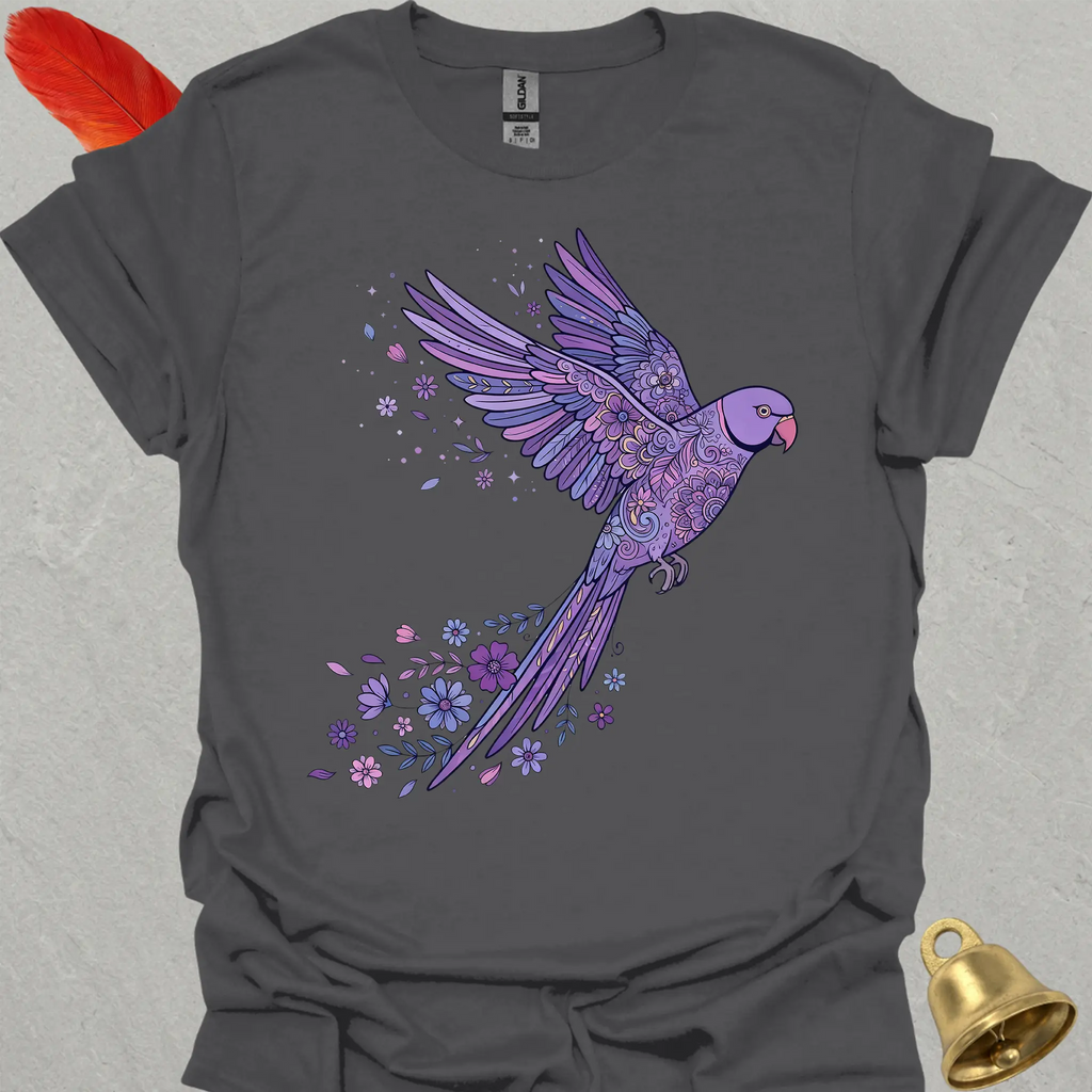 Violet Indian Ringneck Flying Flower T-Shirt