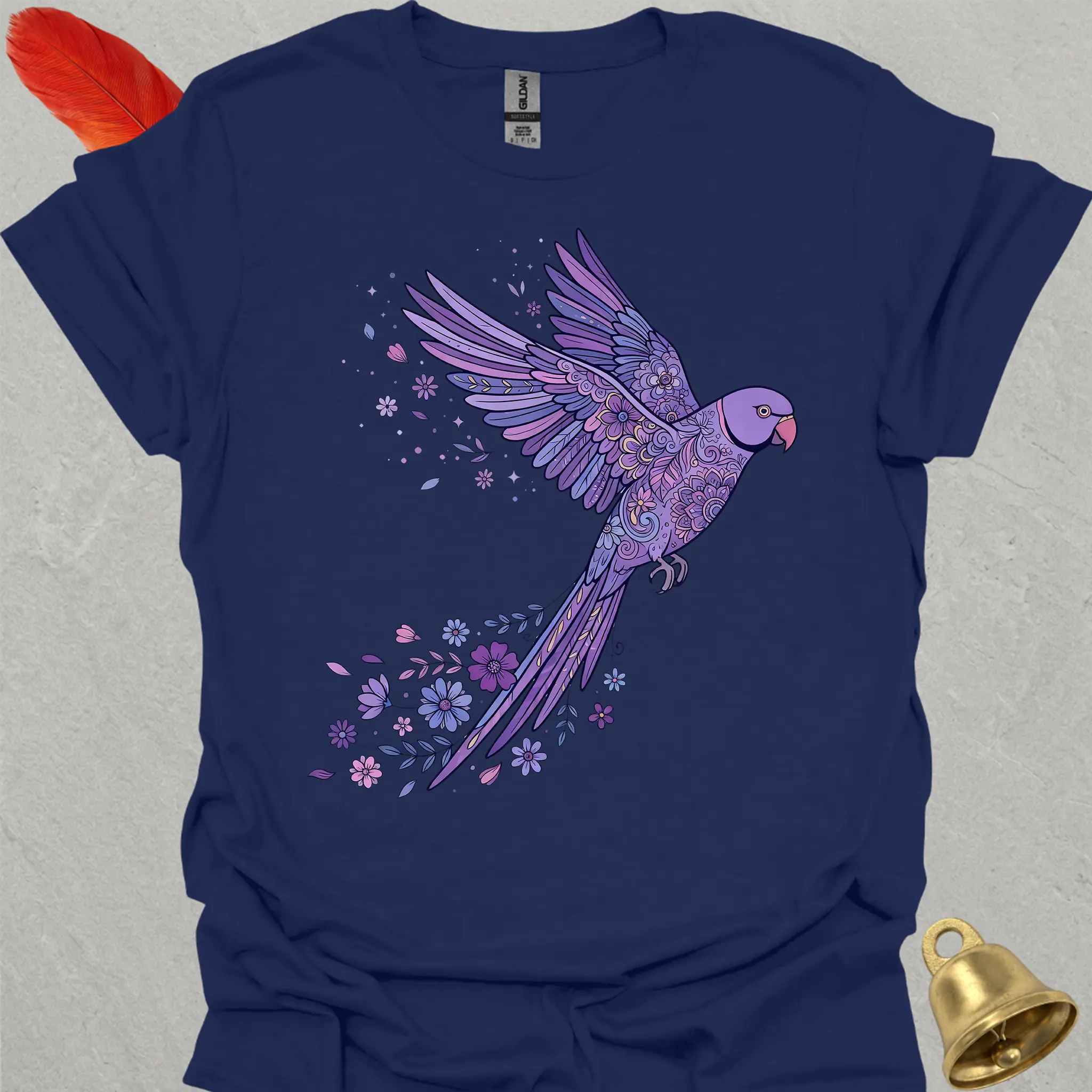 Violet Indian Ringneck Flying Flower T-Shirt