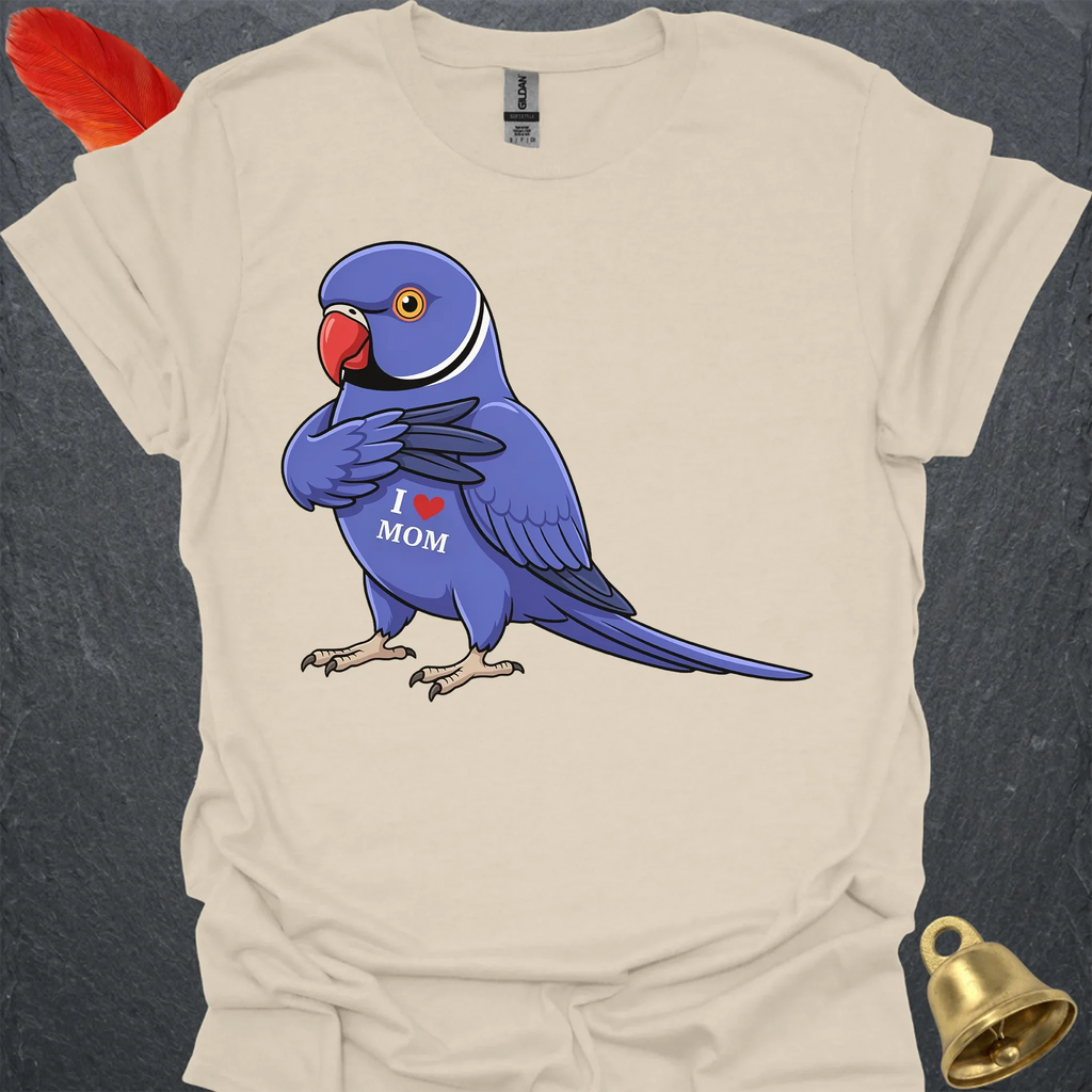 Violet Indian Ringneck I Love Mom T-Shirt