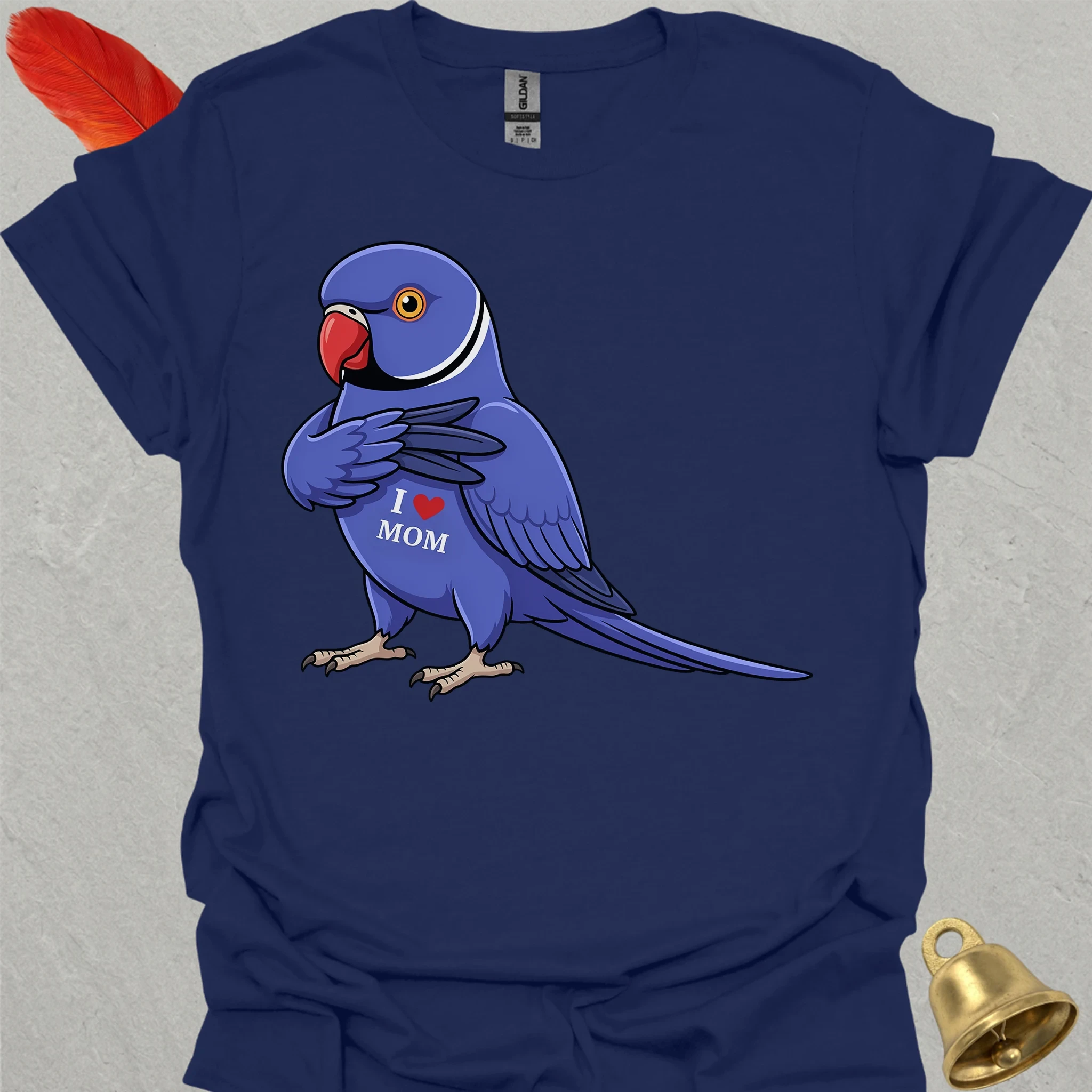 Violet Indian Ringneck I Love Mom T-Shirt