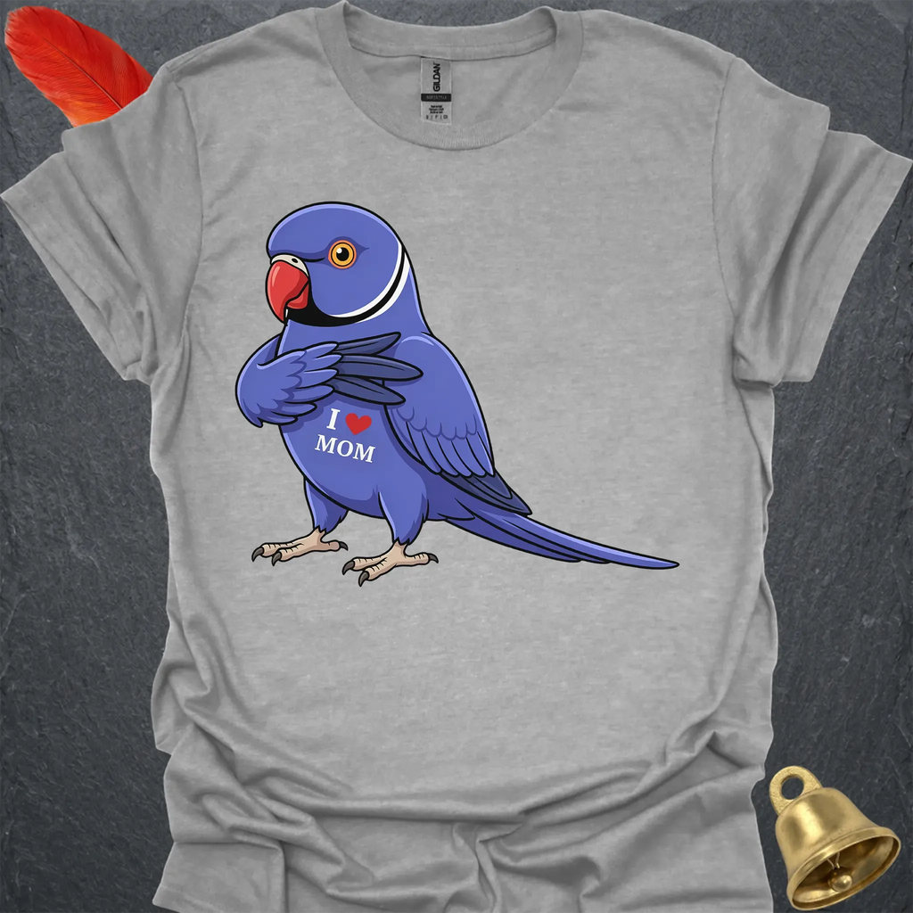 Violet Indian Ringneck I Love Mom T-Shirt