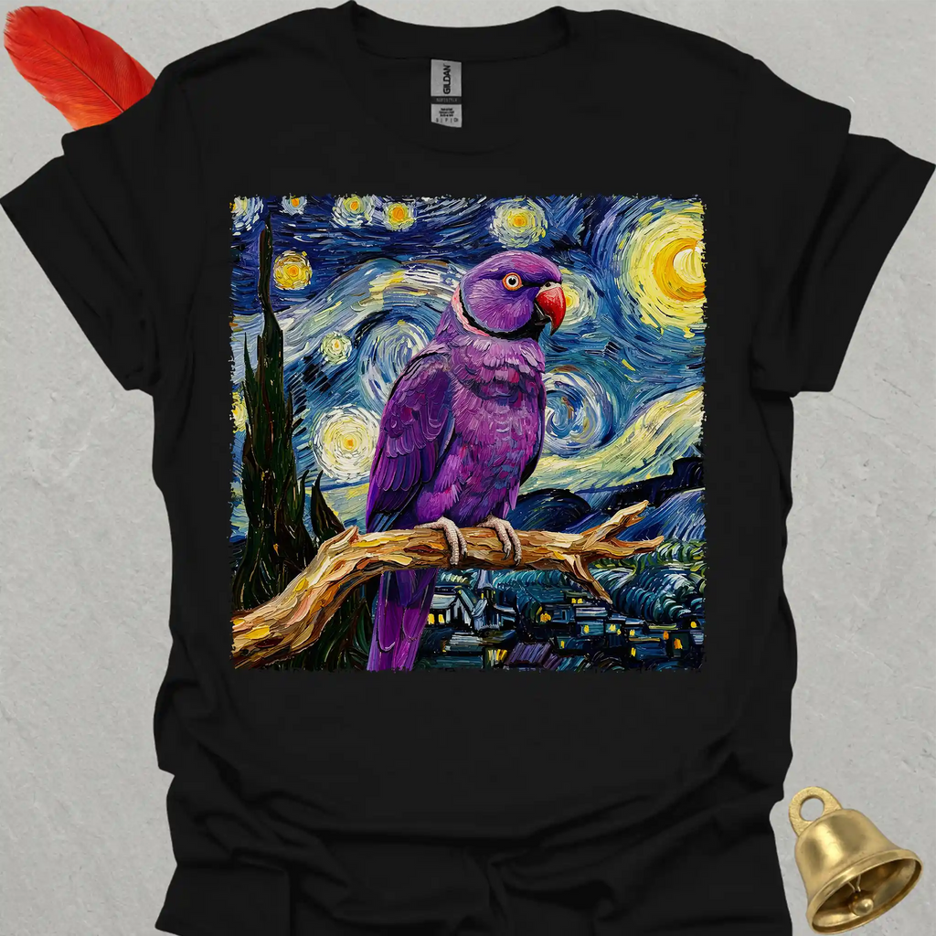 Violet Indian Ringneck Starry Night T-Shirt