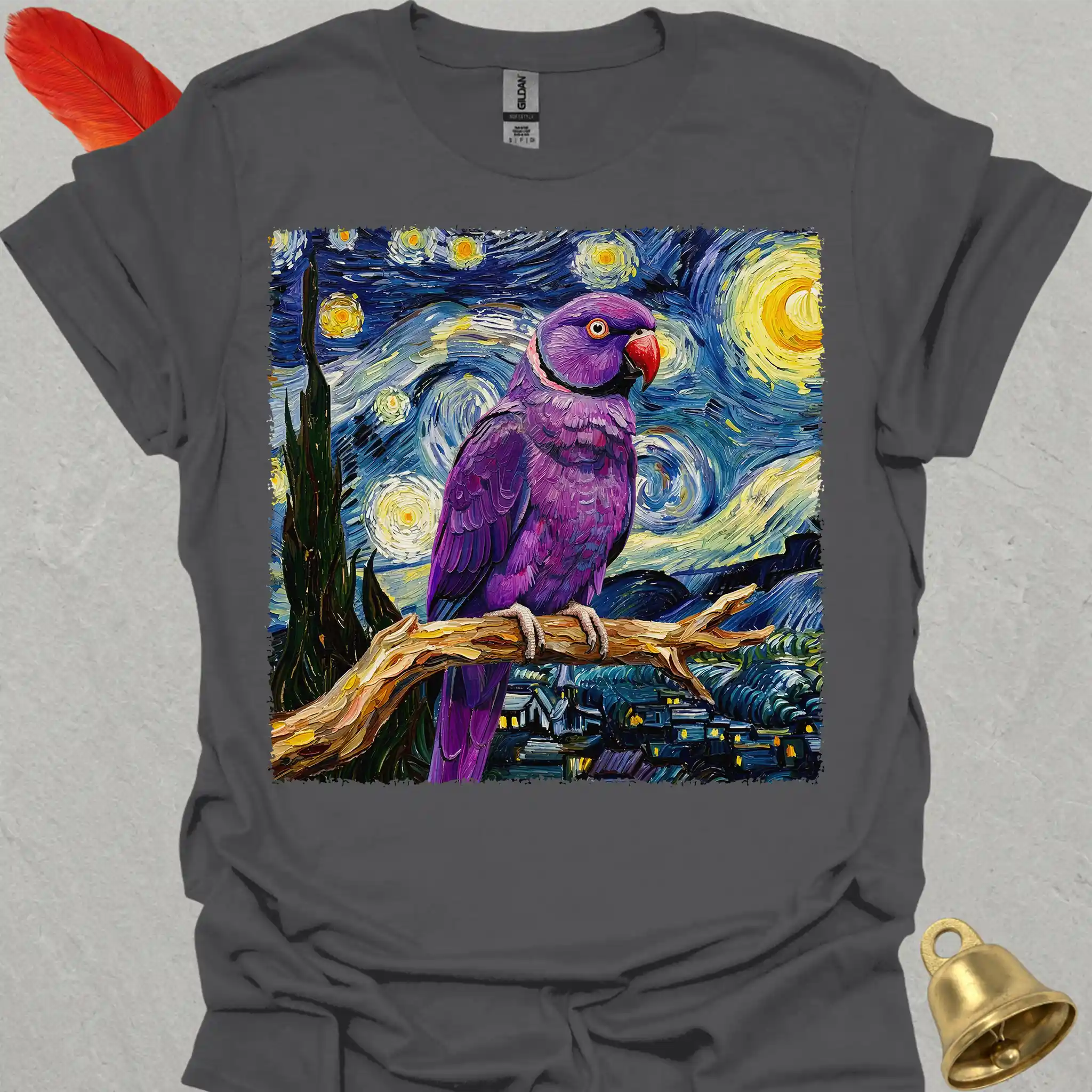 Violet Indian Ringneck Starry Night T-Shirt