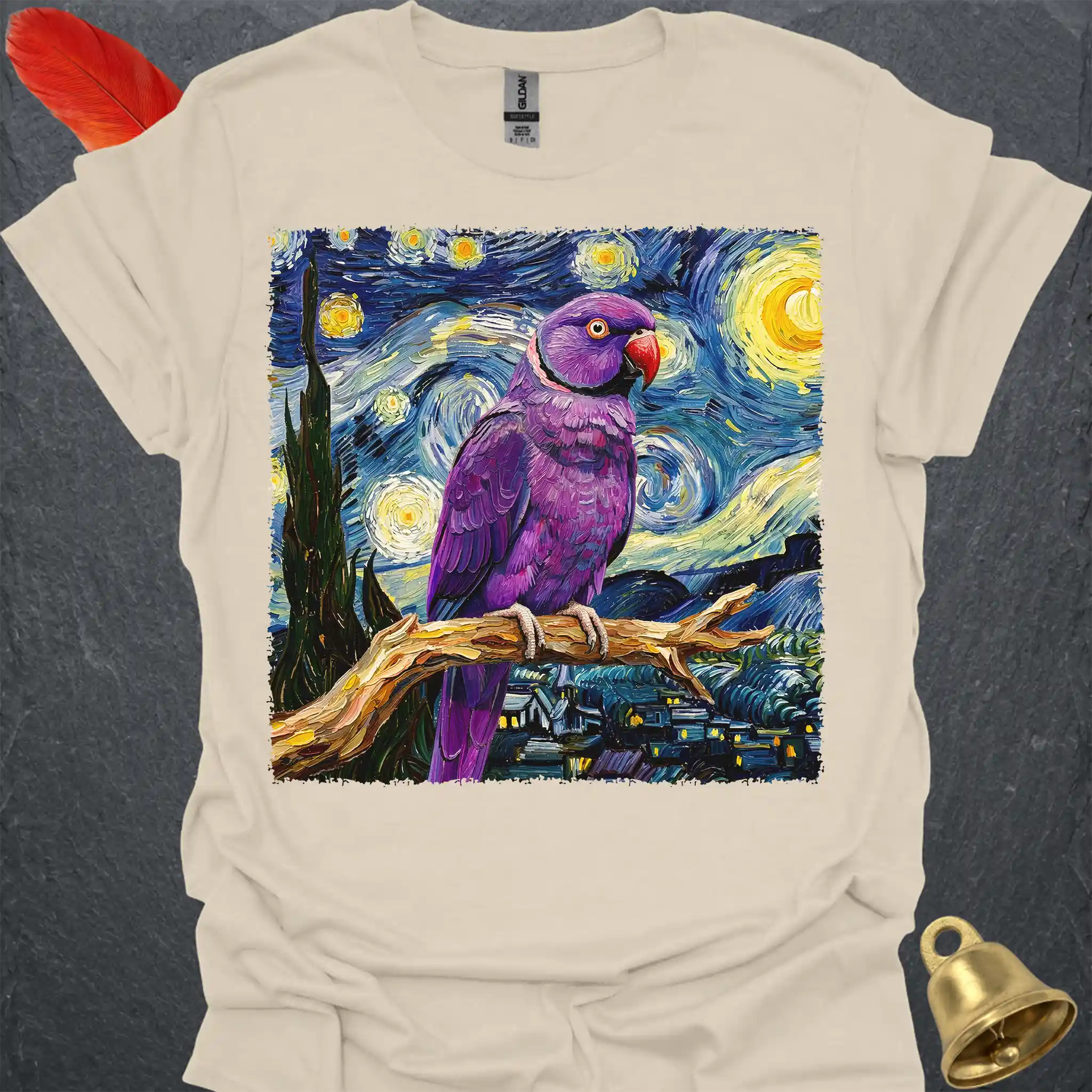 Violet Indian Ringneck Starry Night T-Shirt