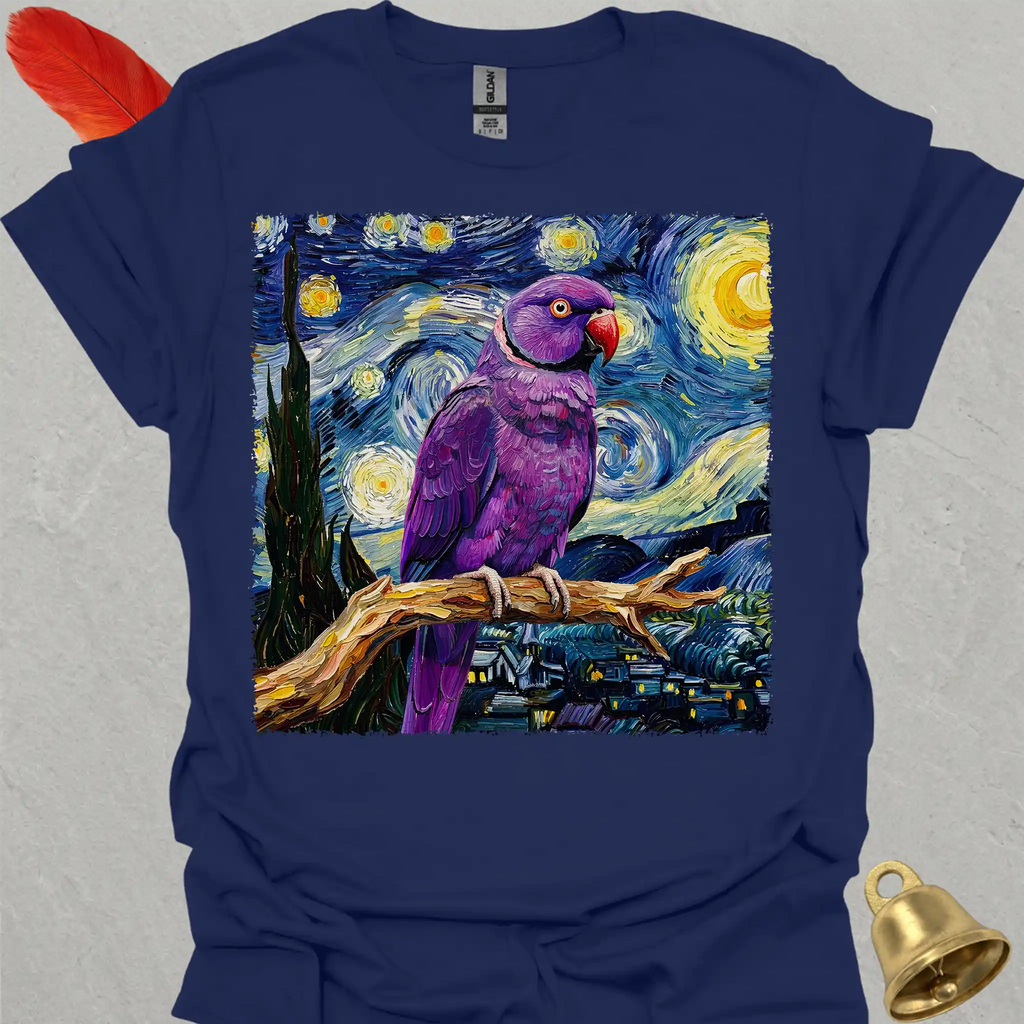Violet Indian Ringneck Starry Night T-Shirt