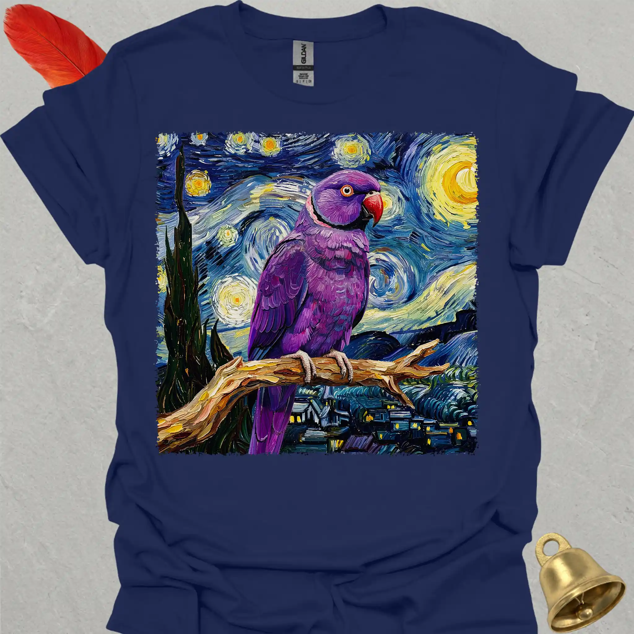 Violet Indian Ringneck Starry Night T-Shirt