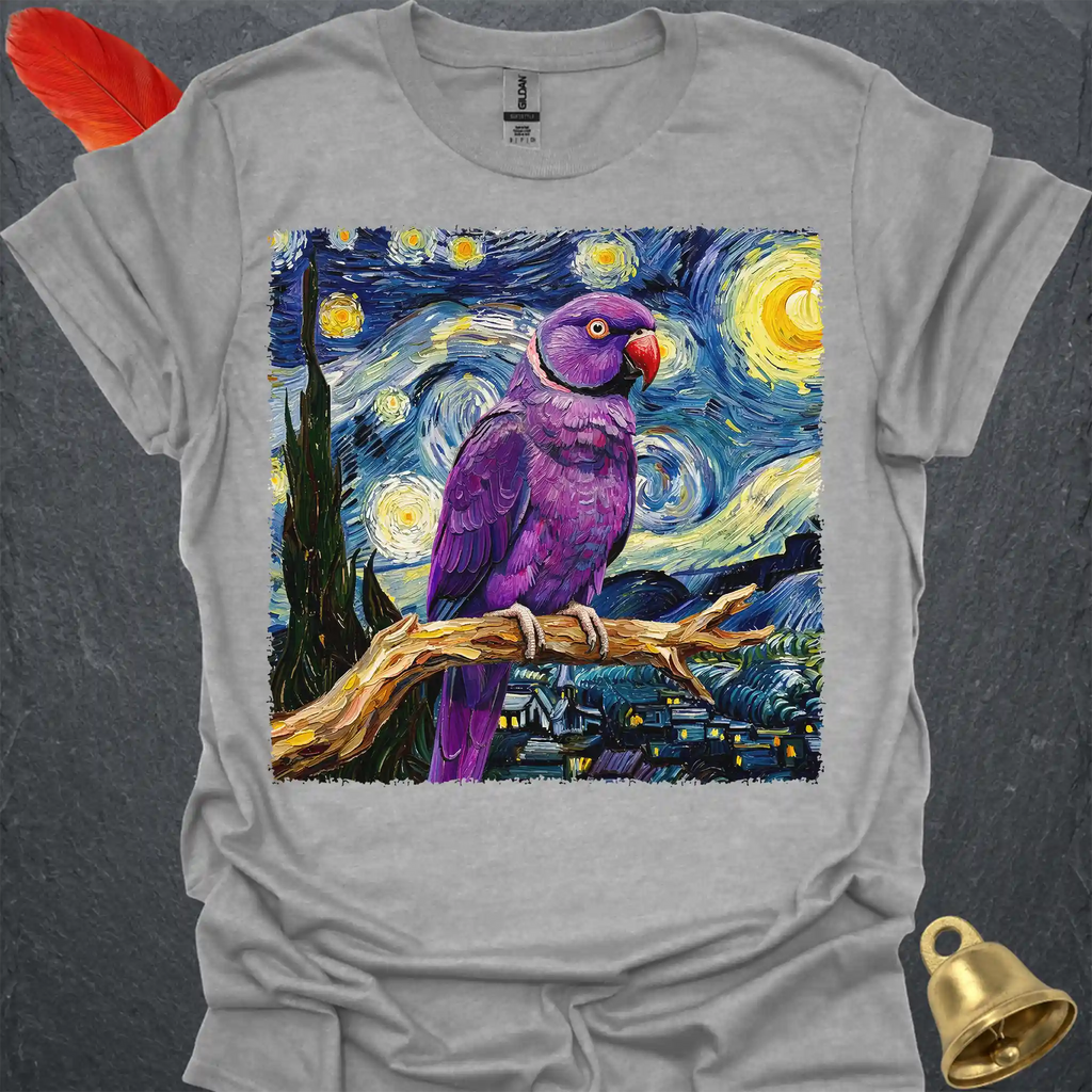 Violet Indian Ringneck Starry Night T-Shirt