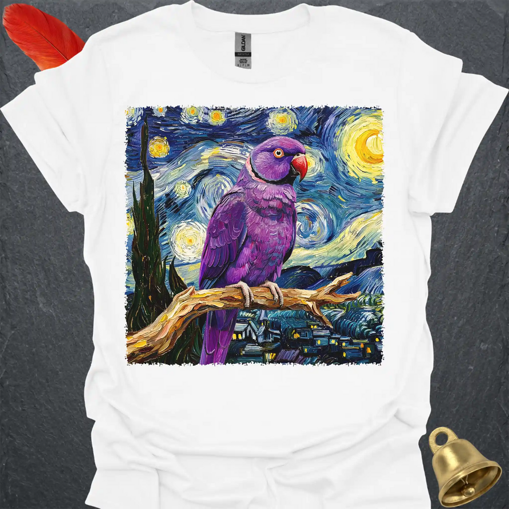 Violet Indian Ringneck Starry Night T-Shirt