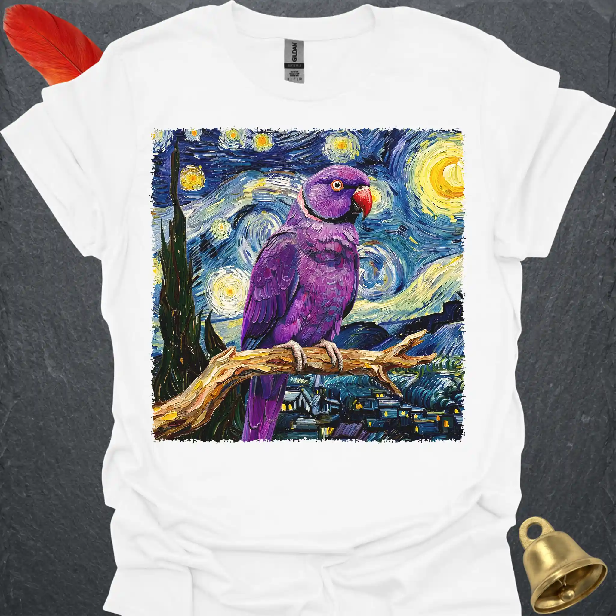 Violet Indian Ringneck Starry Night T-Shirt