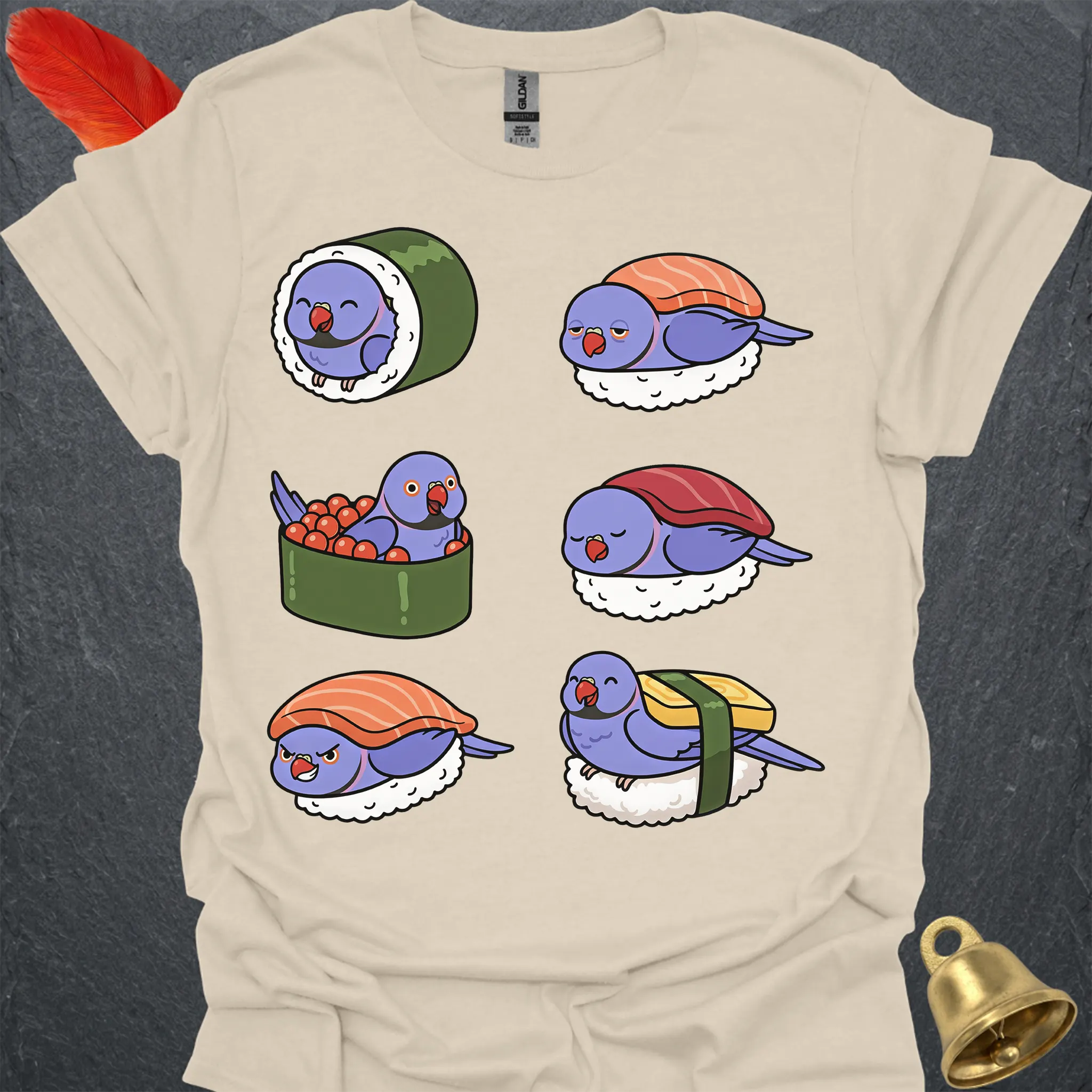 Violet Indian Ringneck Sushi T-Shirt