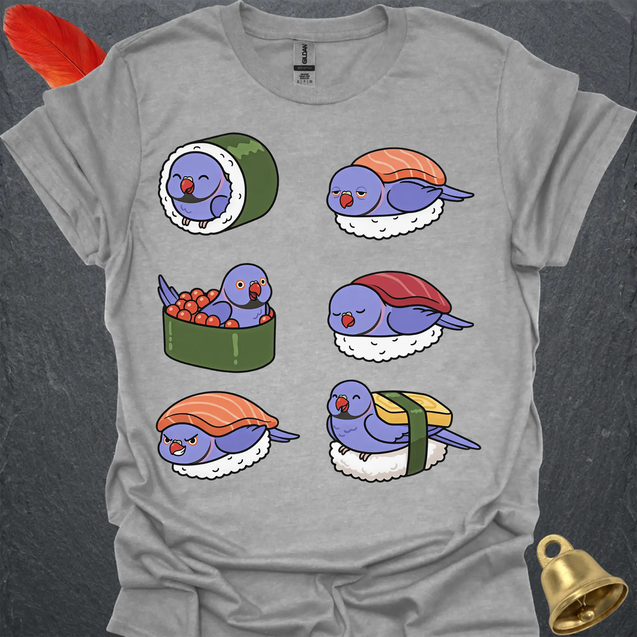 Violet Indian Ringneck Sushi T-Shirt