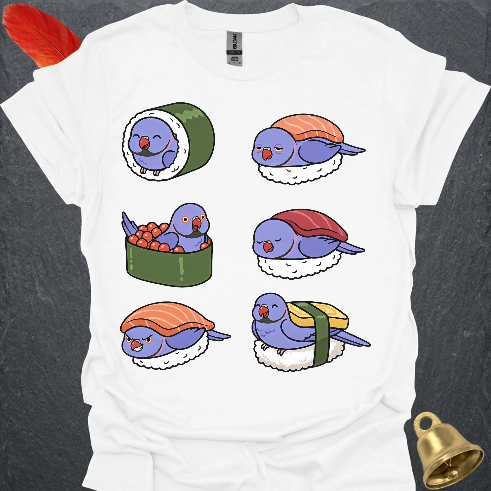 Violet Indian Ringneck Sushi T-Shirt