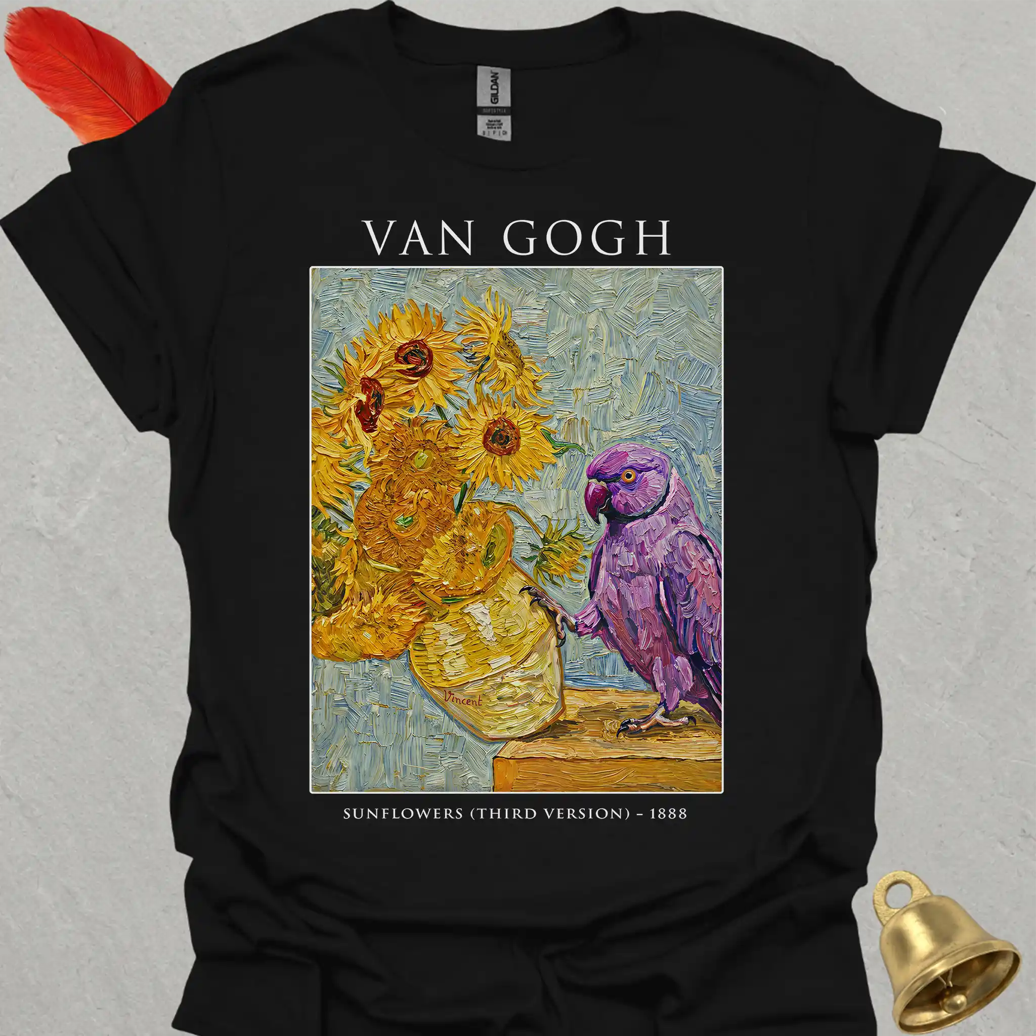 Violet Indian Ringneck Van Gogh T-Shirt