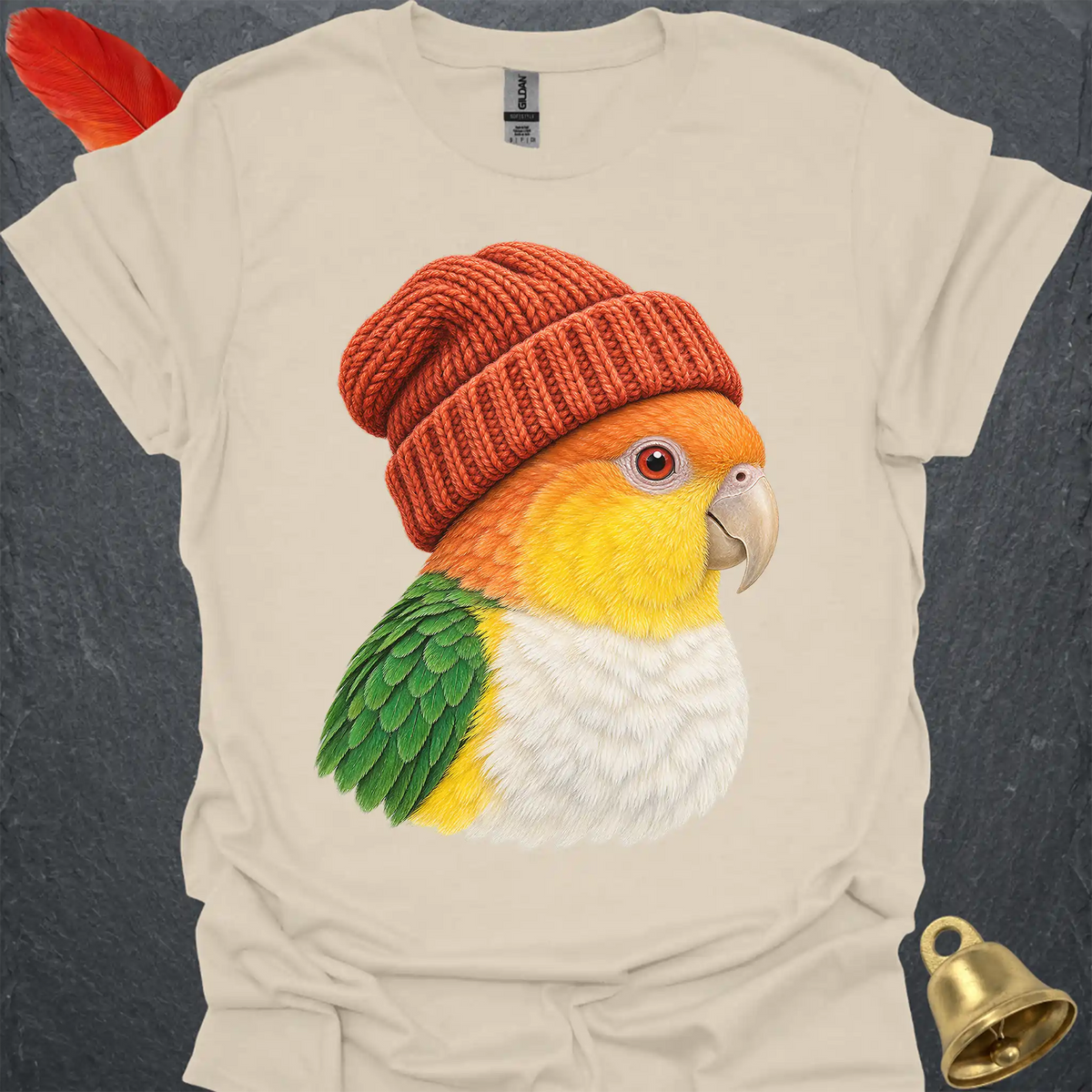 White-Bellied Caique Beanie T-Shirt