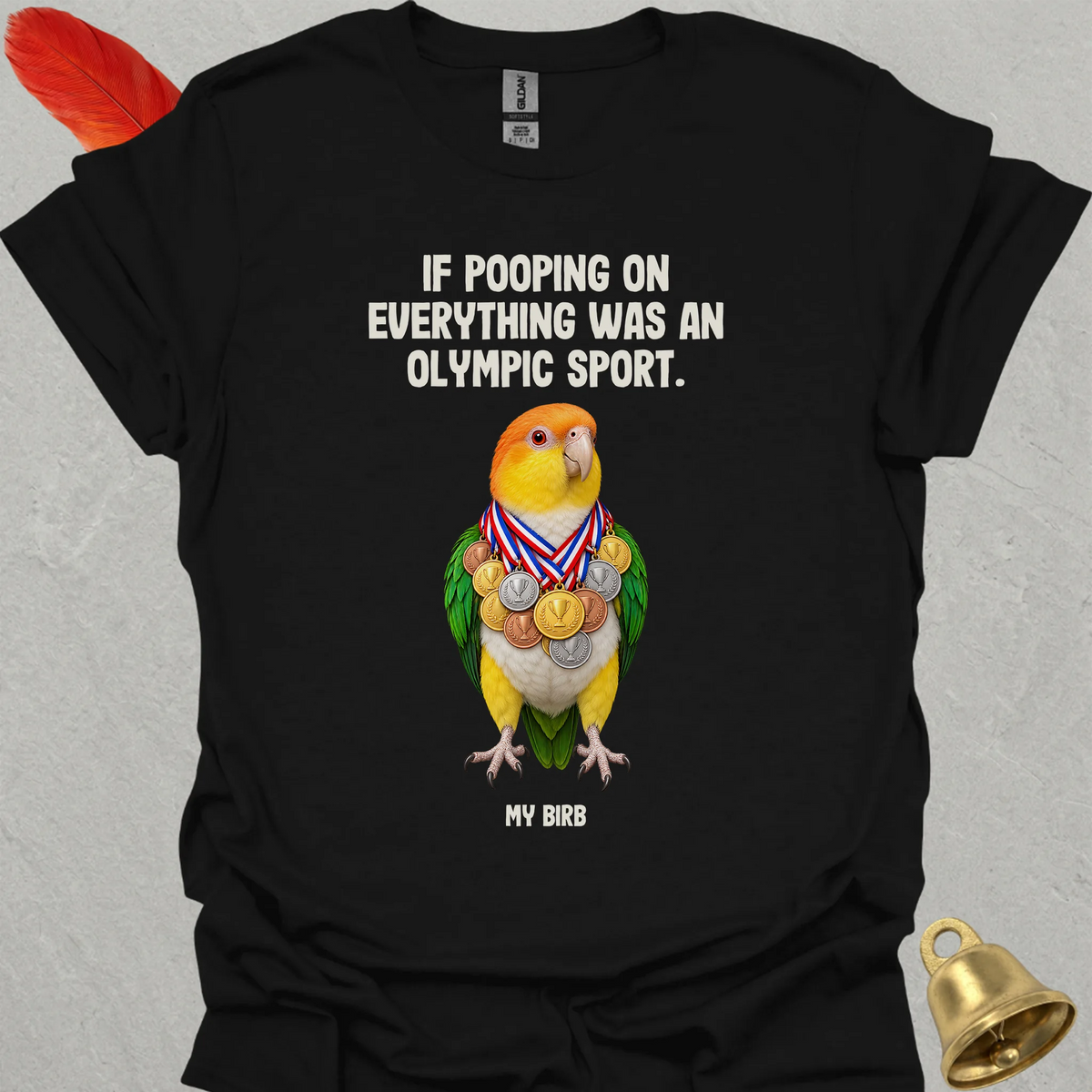 White-Bellied Caique Olympic Pooper T-Shirt