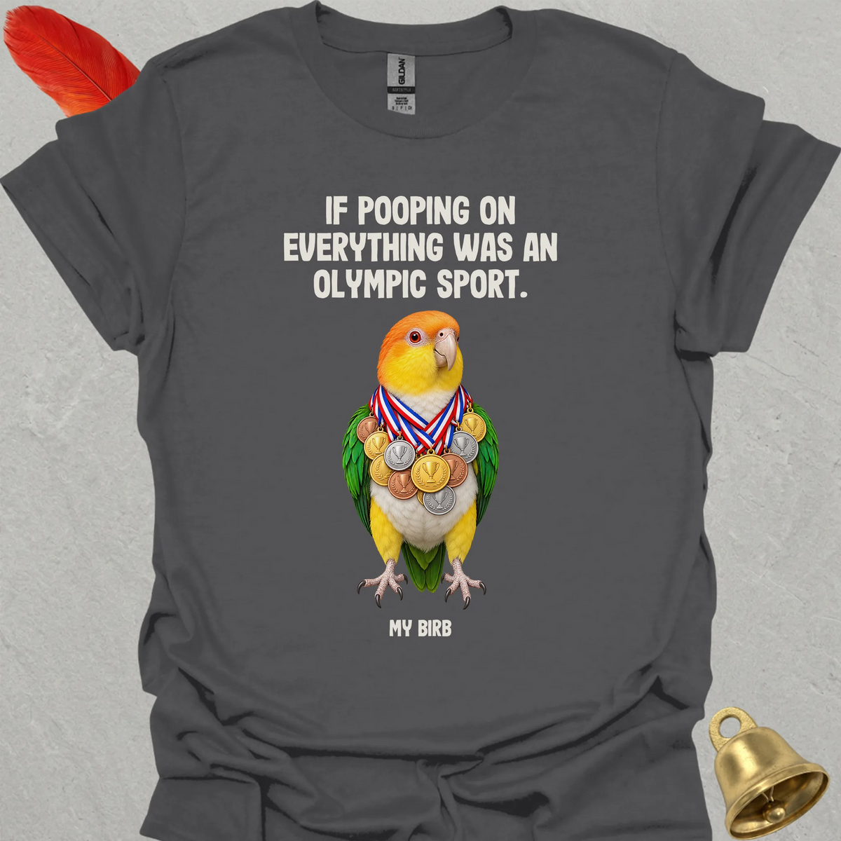White-Bellied Caique Olympic Pooper T-Shirt