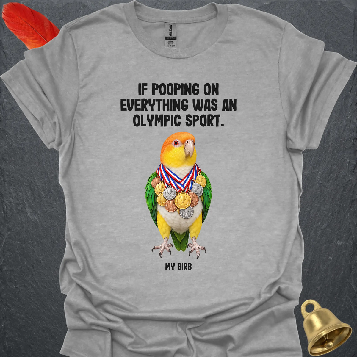 White-Bellied Caique Olympic Pooper T-Shirt