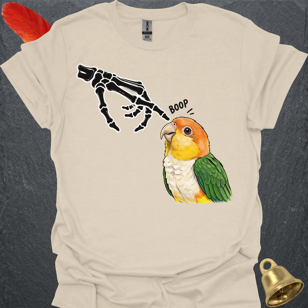 White-Bellied Caique Skeleton Boop T-Shirt