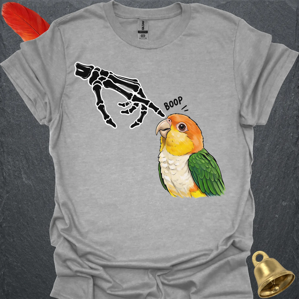 White-Bellied Caique Skeleton Boop T-Shirt