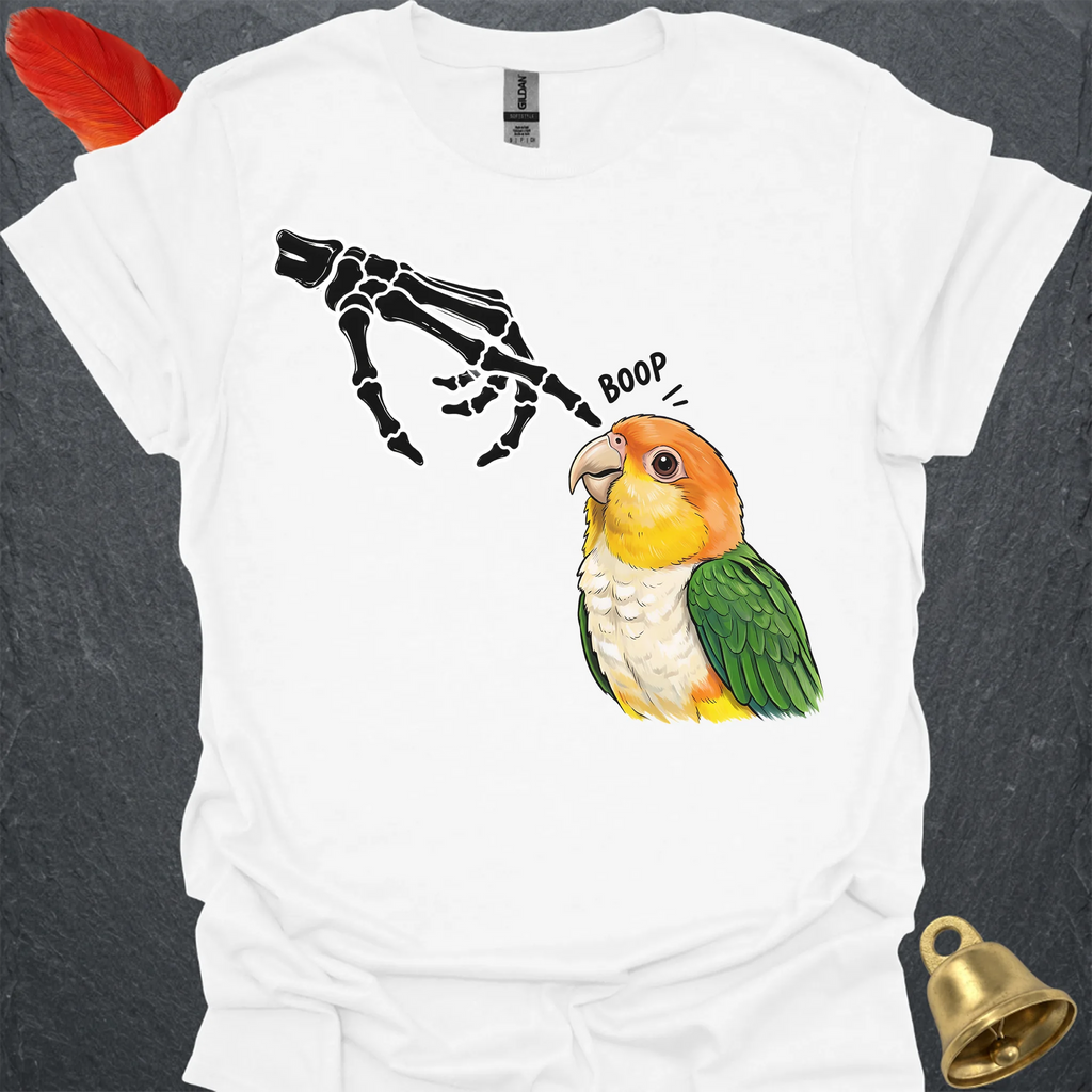 White-Bellied Caique Skeleton Boop T-Shirt