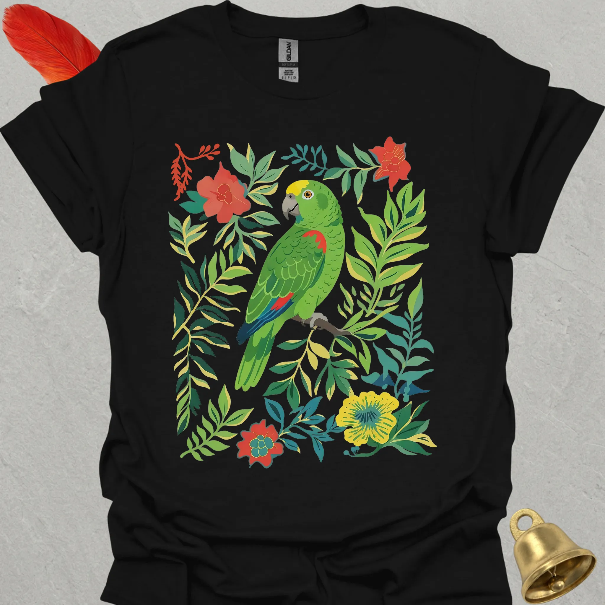 Yellow-Naped Amazon Boho Flower T-Shirt