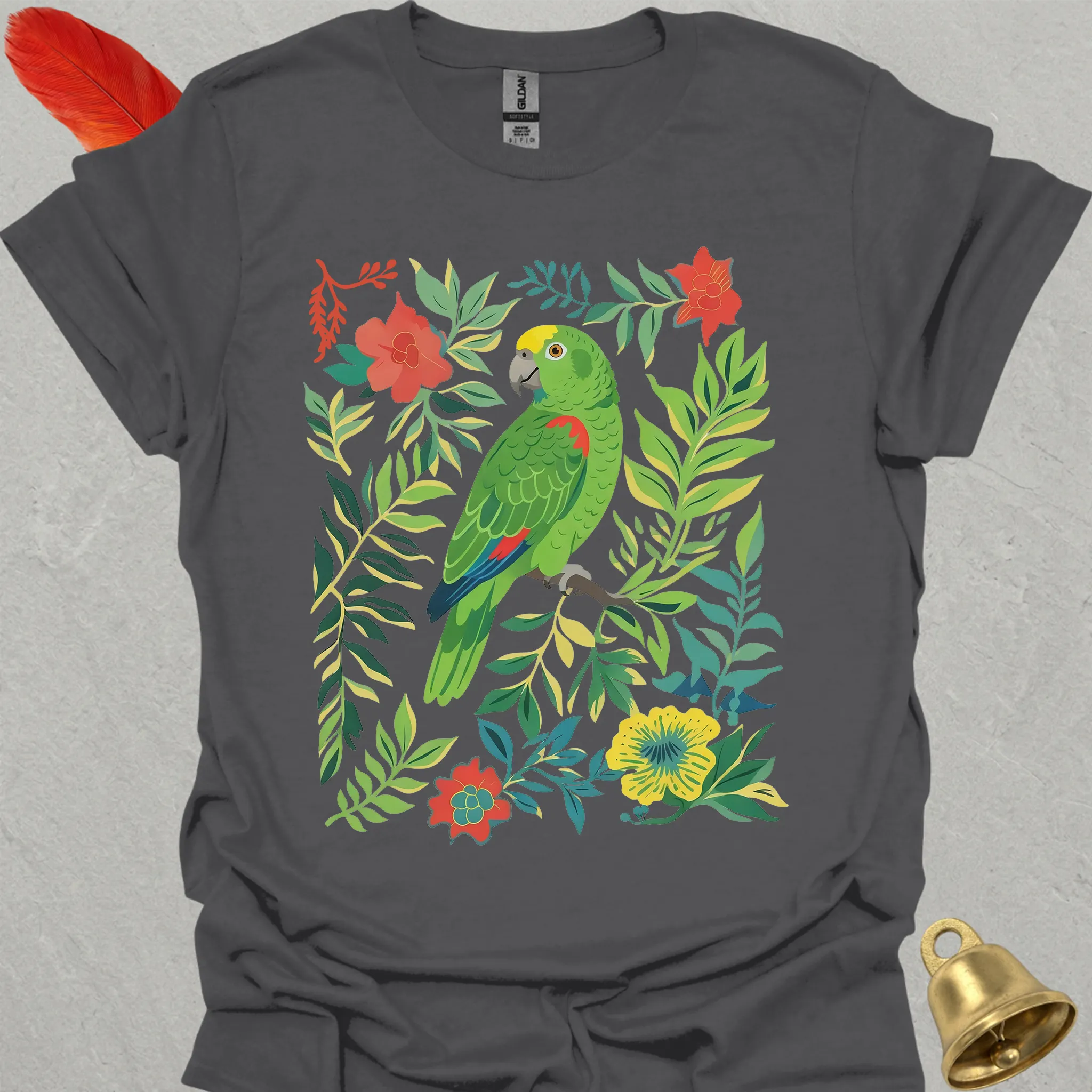 Yellow-Naped Amazon Boho Flower T-Shirt