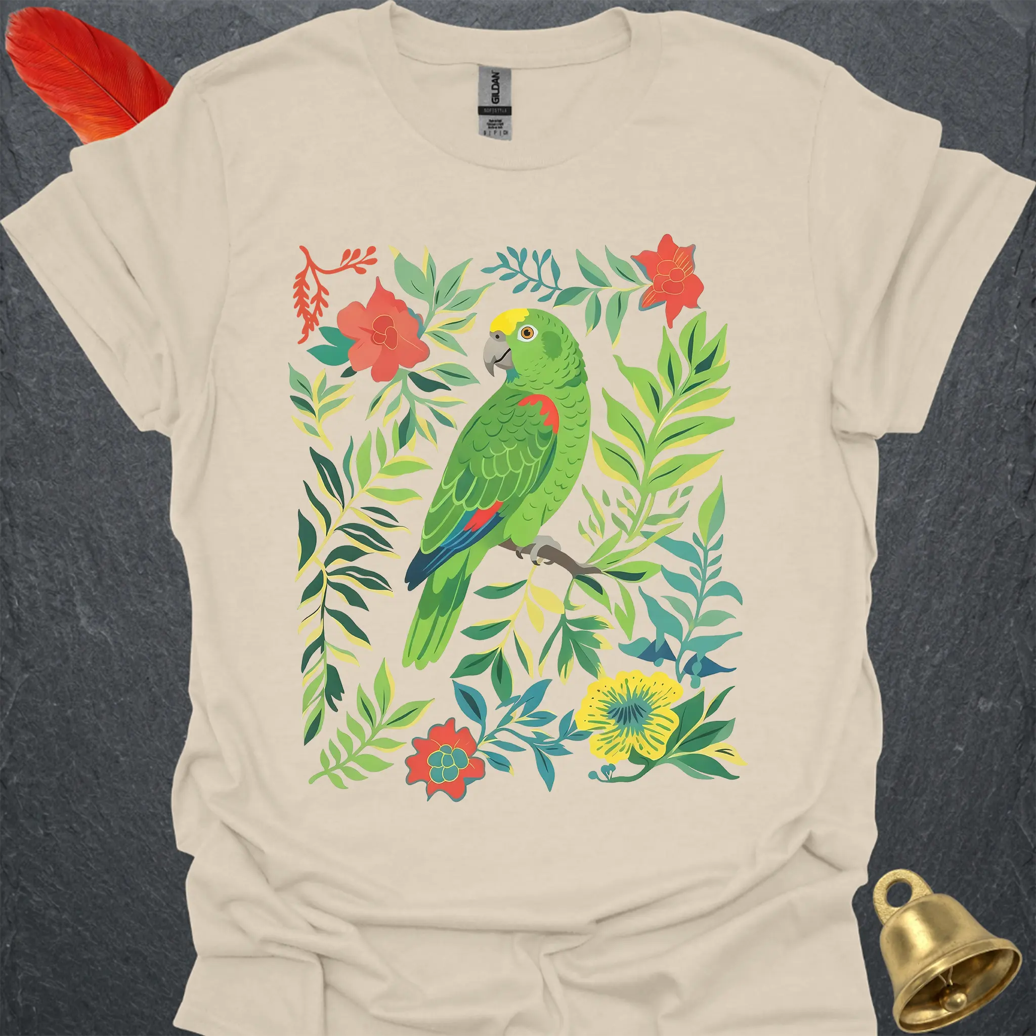Yellow-Naped Amazon Boho Flower T-Shirt