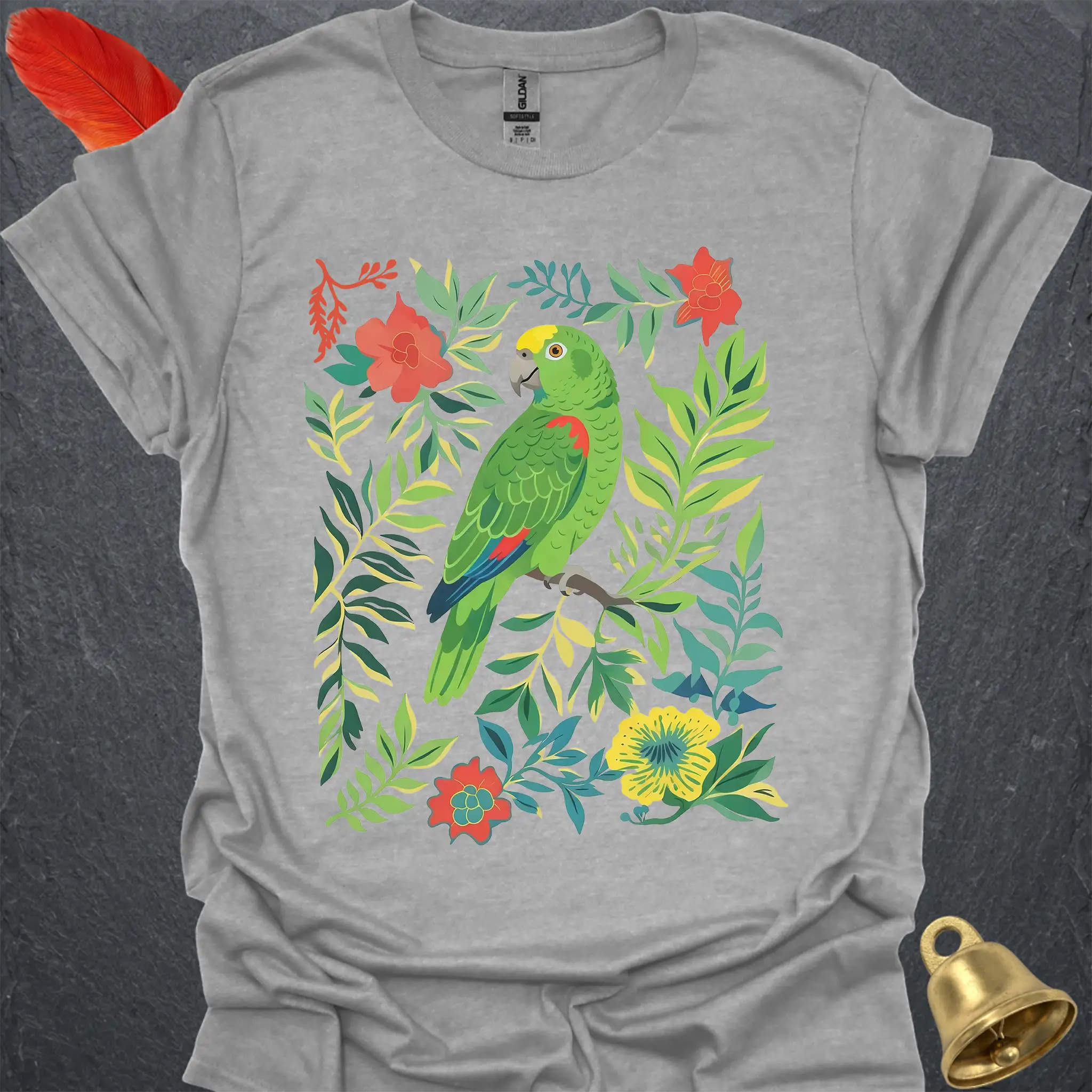 Yellow-Naped Amazon Boho Flower T-Shirt
