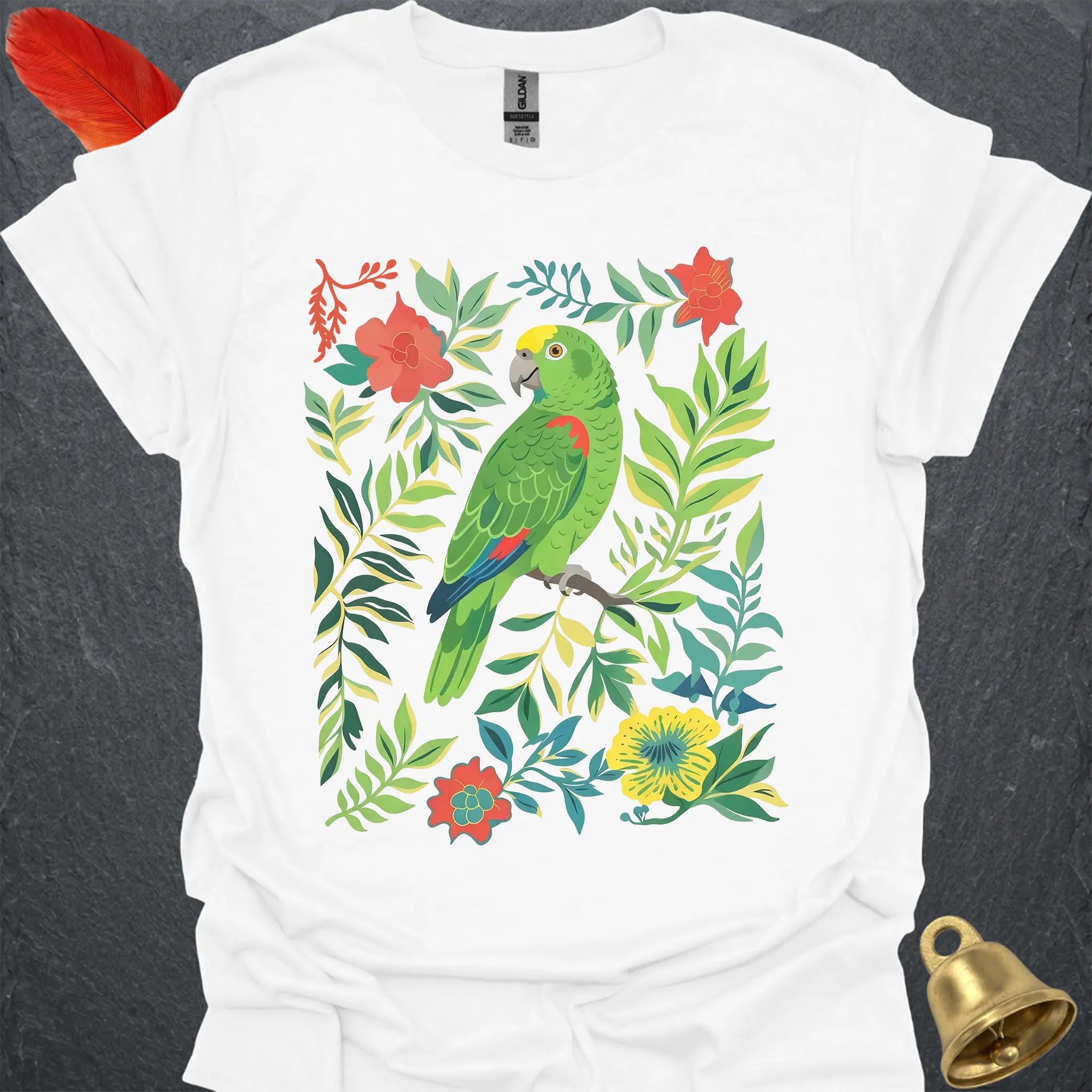 Yellow-Naped Amazon Boho Flower T-Shirt