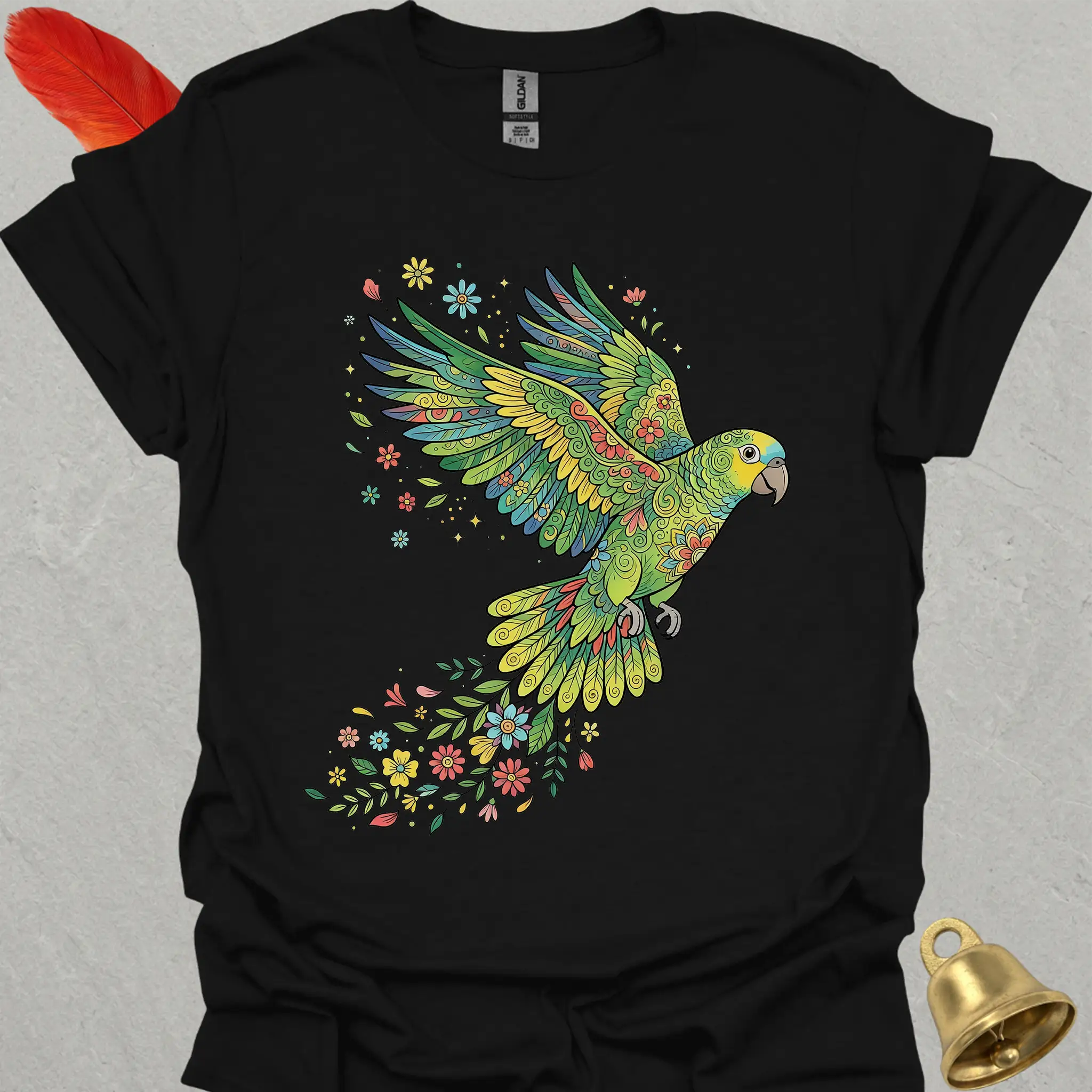 Yellow-Naped Amazon Flying Flower T-Shirt