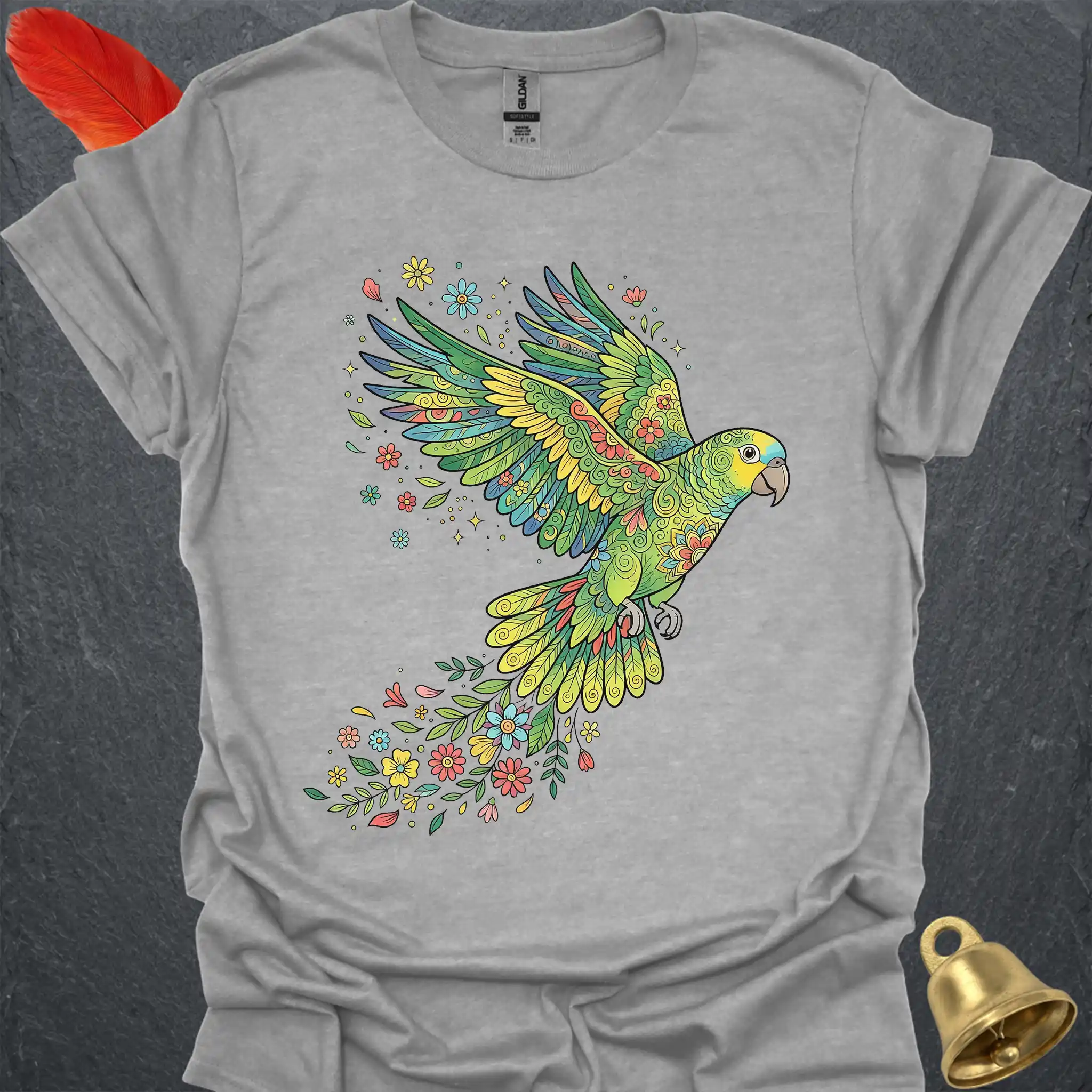Yellow-Naped Amazon Flying Flower T-Shirt