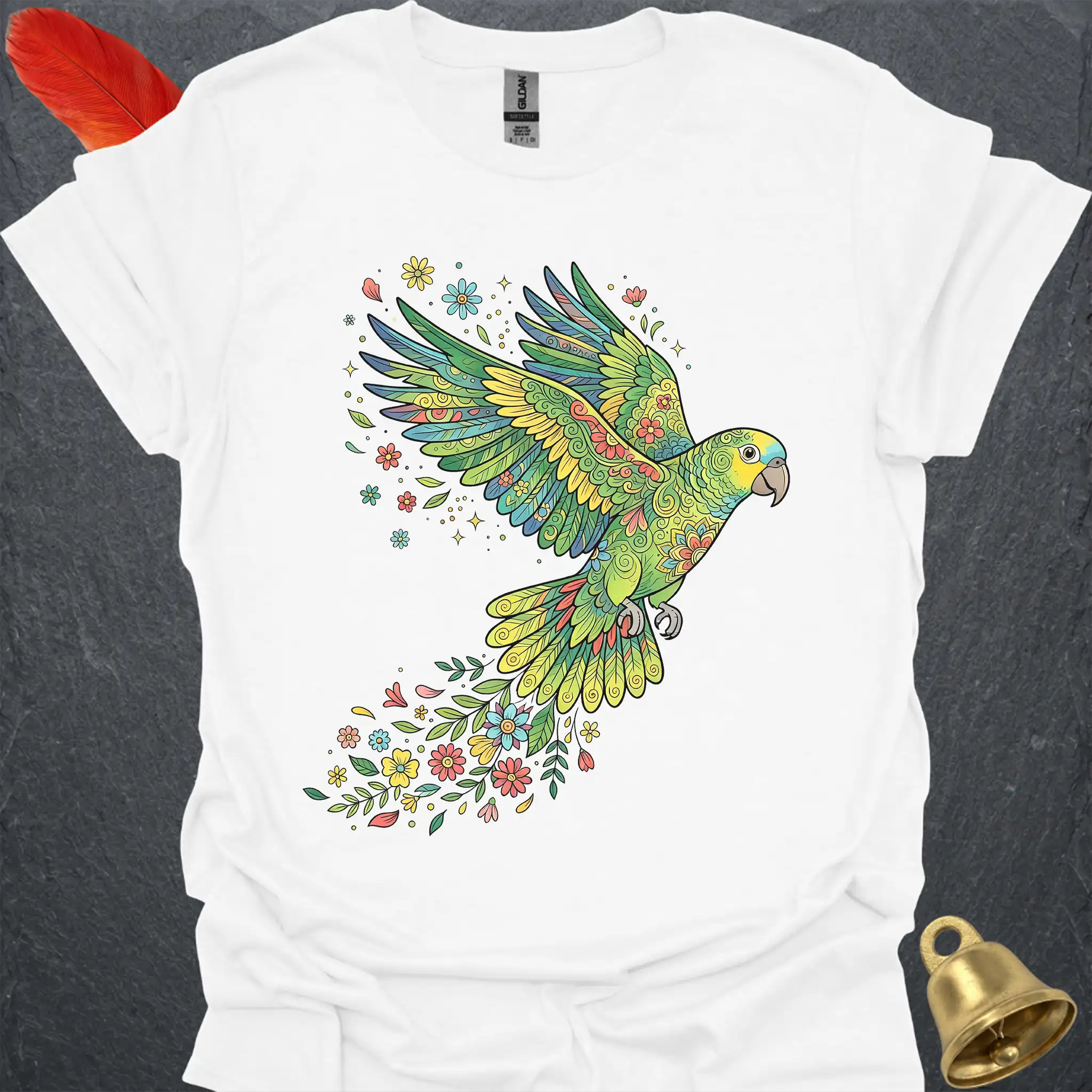 Yellow-Naped Amazon Flying Flower T-Shirt