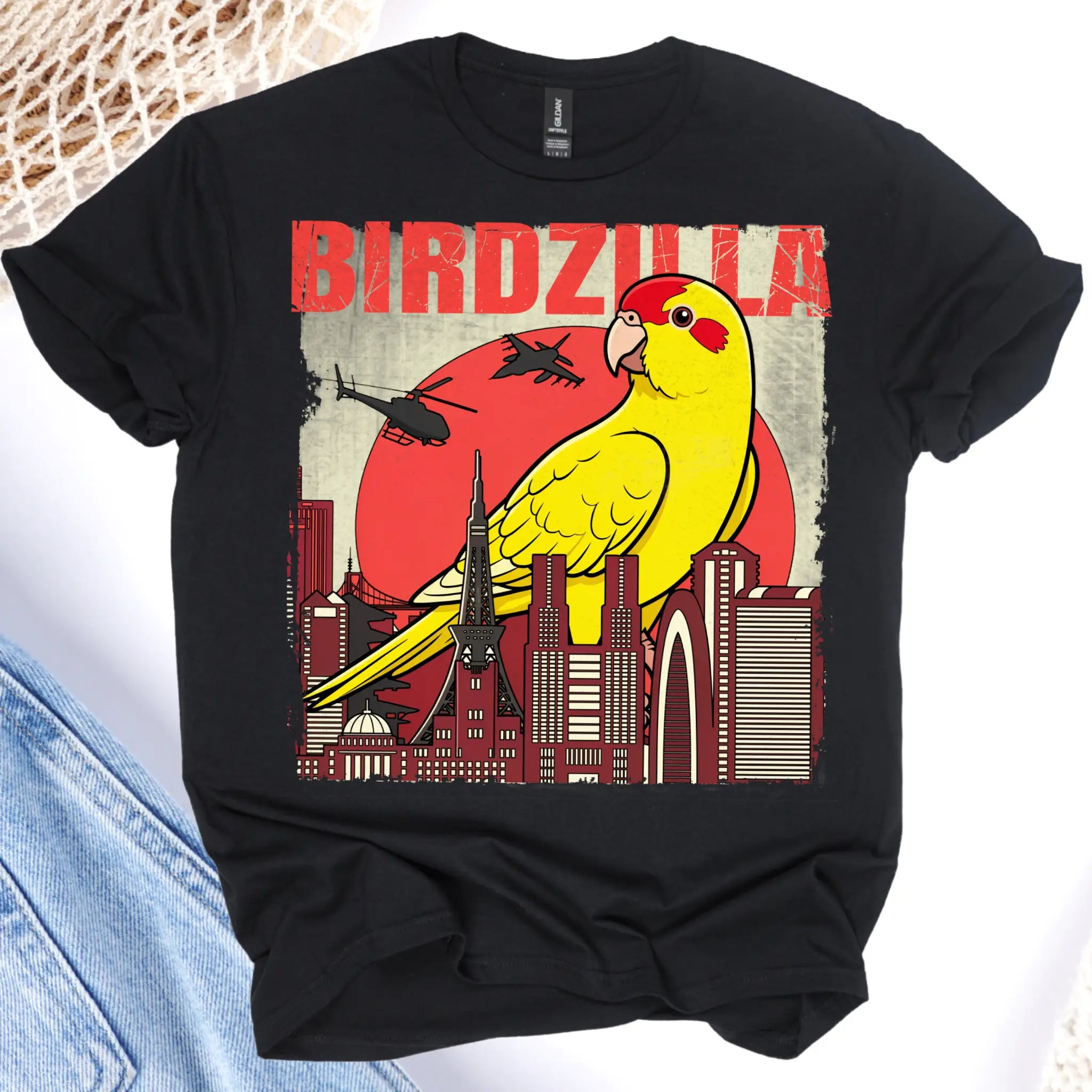 Yellow Parakeet Birdzilla T-Shirt