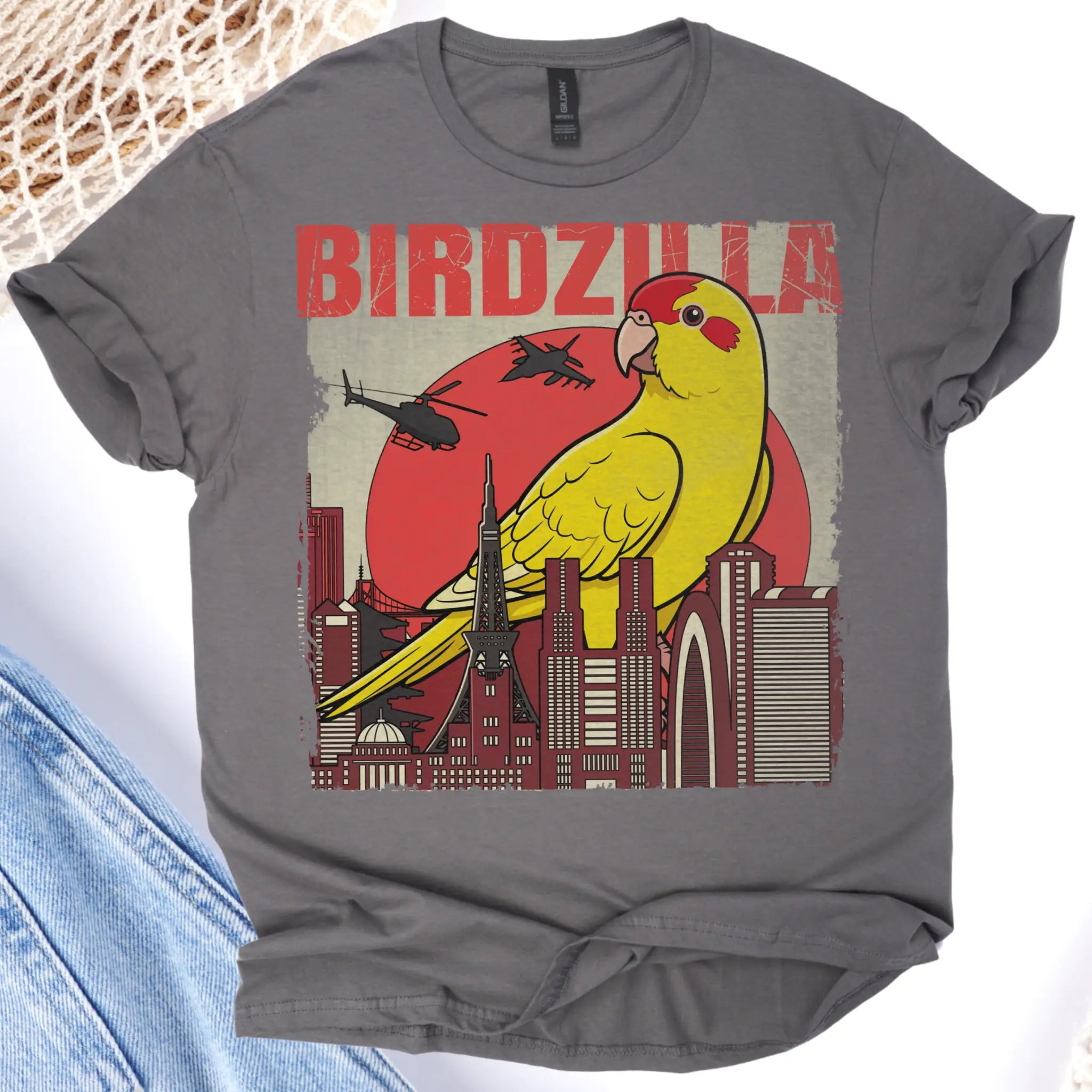Yellow Parakeet Birdzilla T-Shirt