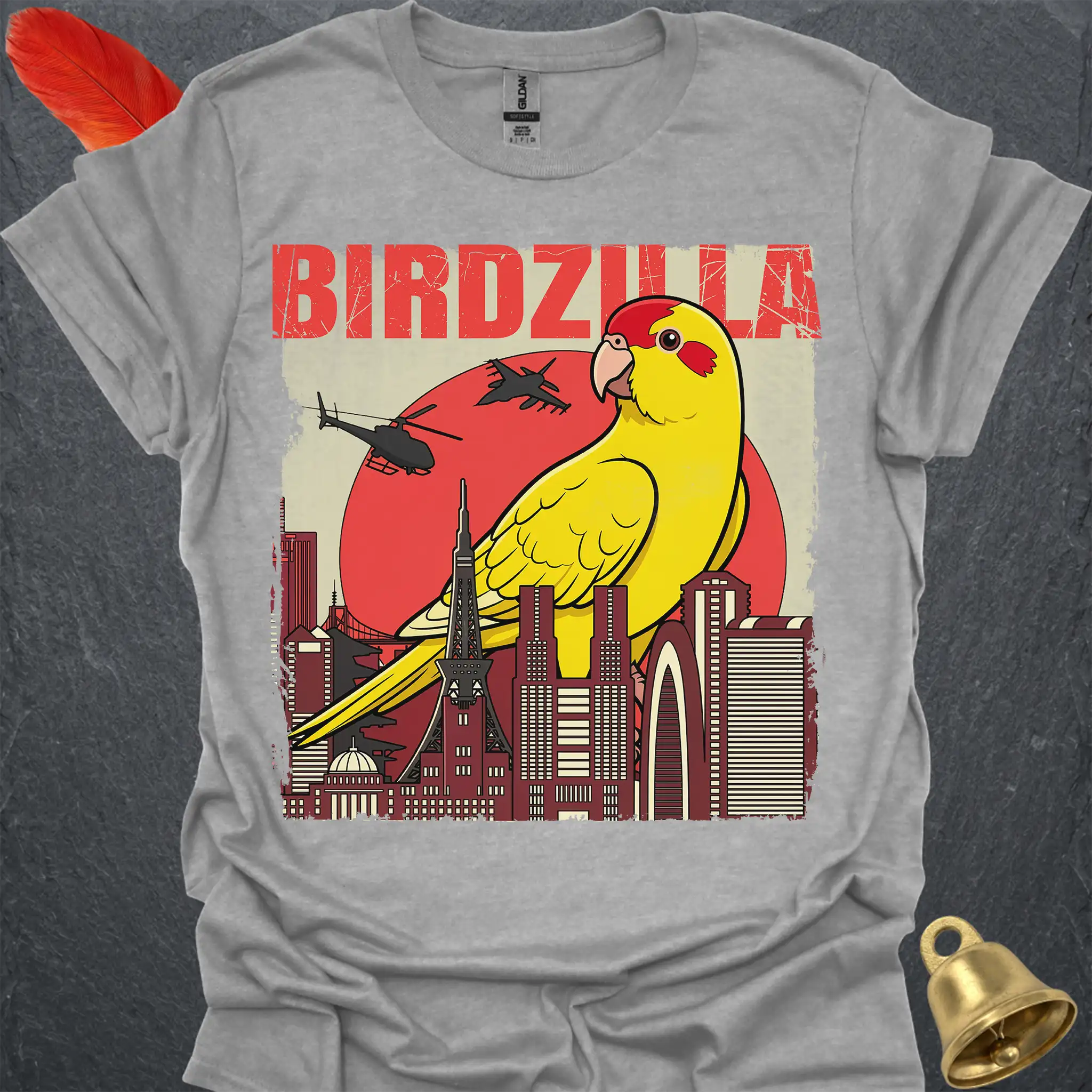 Yellow Parakeet Birdzilla T-Shirt