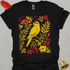 Yellow Parakeet Boho Flower T-Shirt