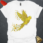 Yellow Parakeet Flying Flower T-Shirt