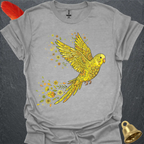 Yellow Parakeet Flying Flower T-Shirt